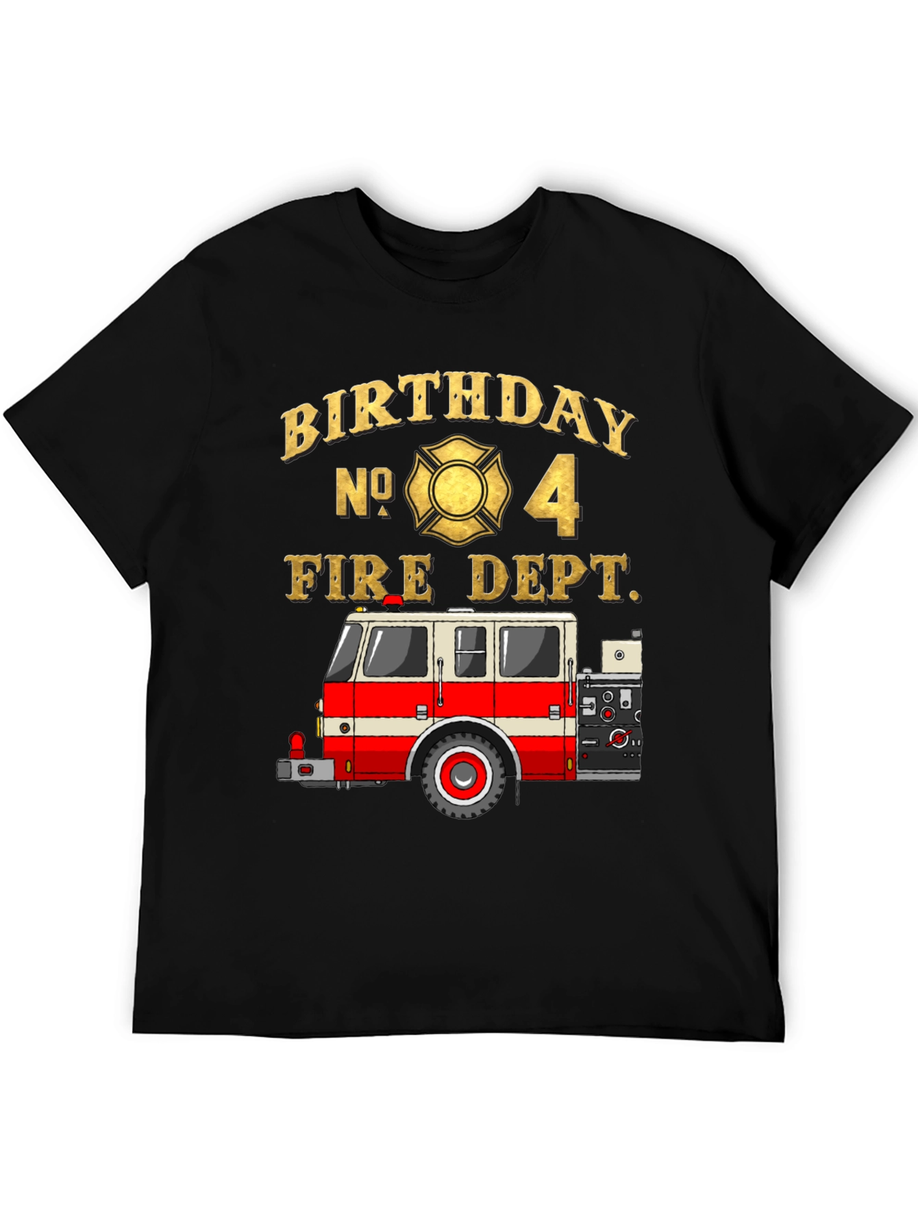 Black Fire Dept Birthday T-Shirt - Number 4 view 5