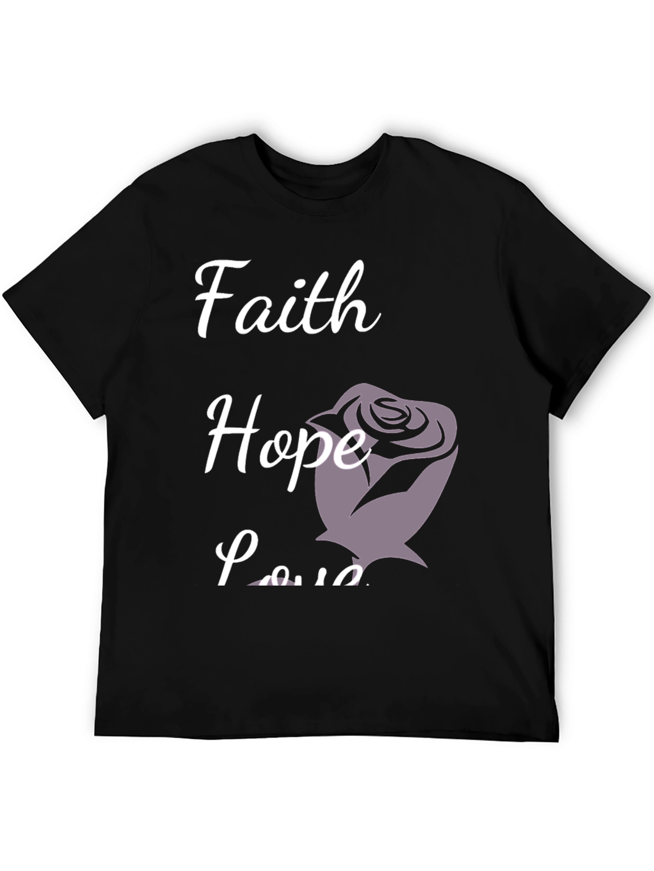 Black Faith Hope Love T-Shirt Rose Design view 5