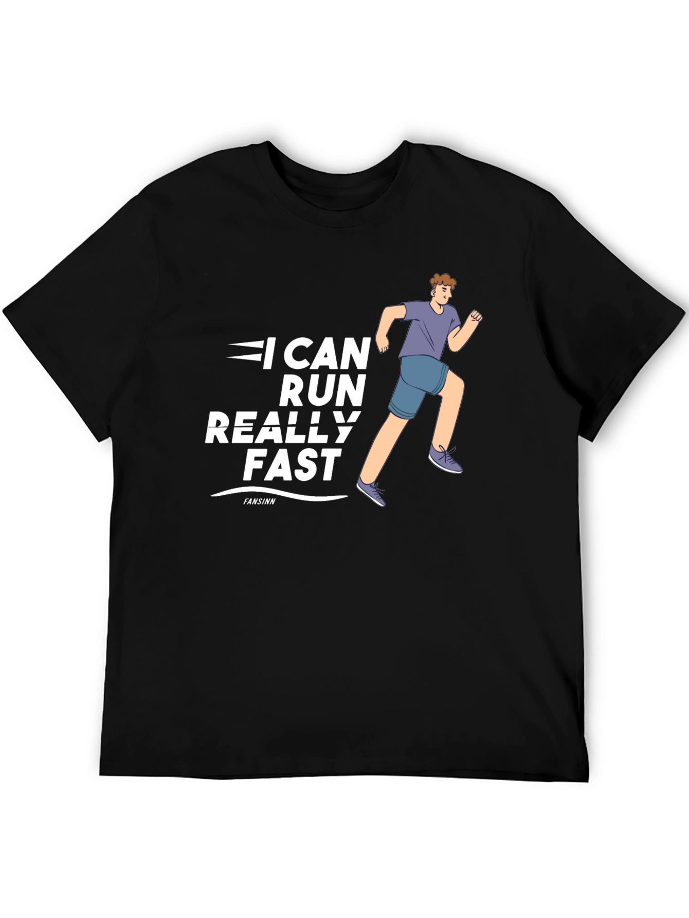 Black I Can Run Really Fast Black T-Shirt view 5