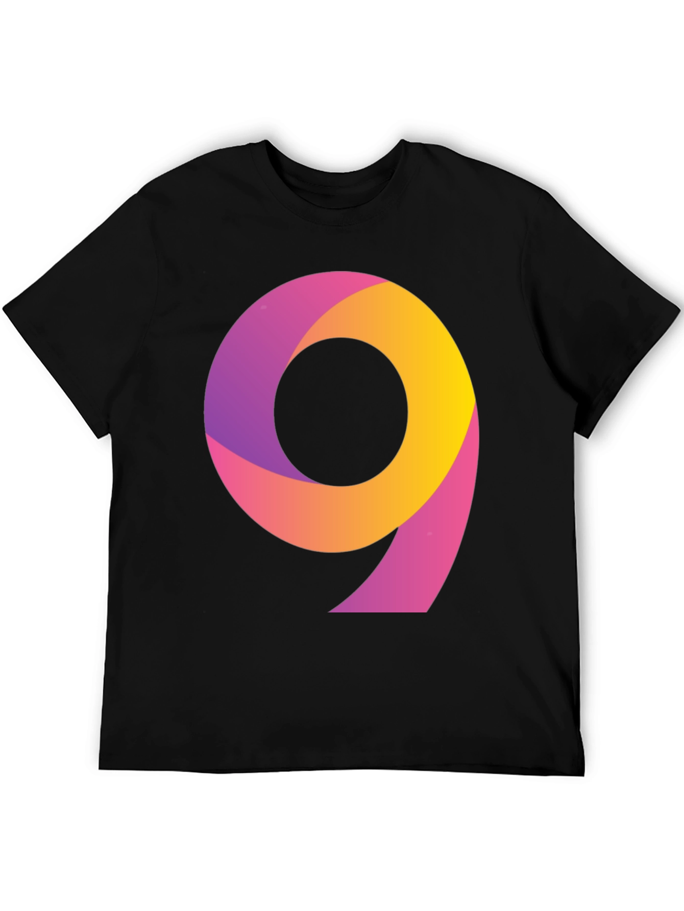 Black Gradient Number 9 Black T-Shirt view 5