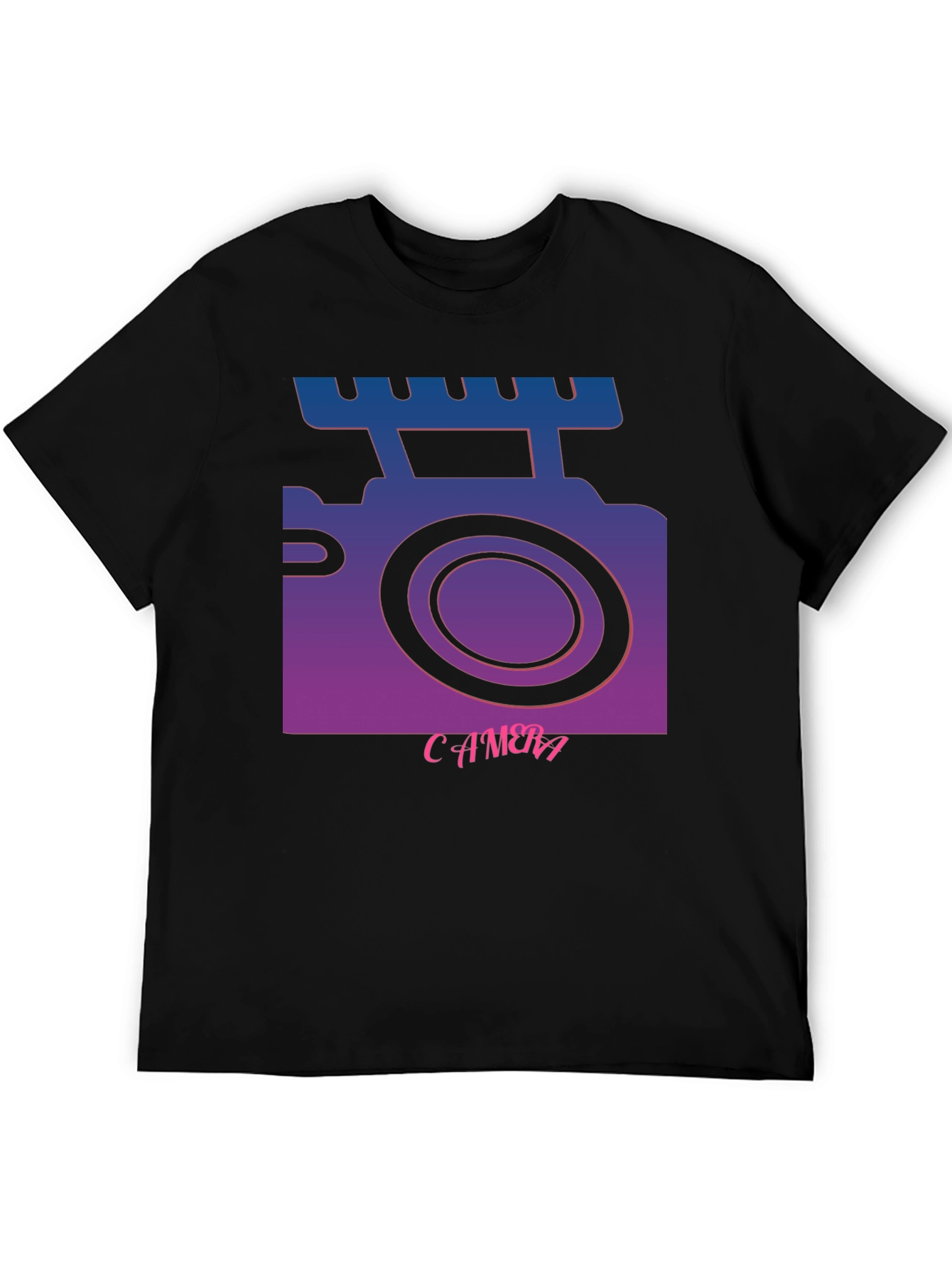 Black Retro Camera T-Shirt - Gradient Graphic Tee view 5