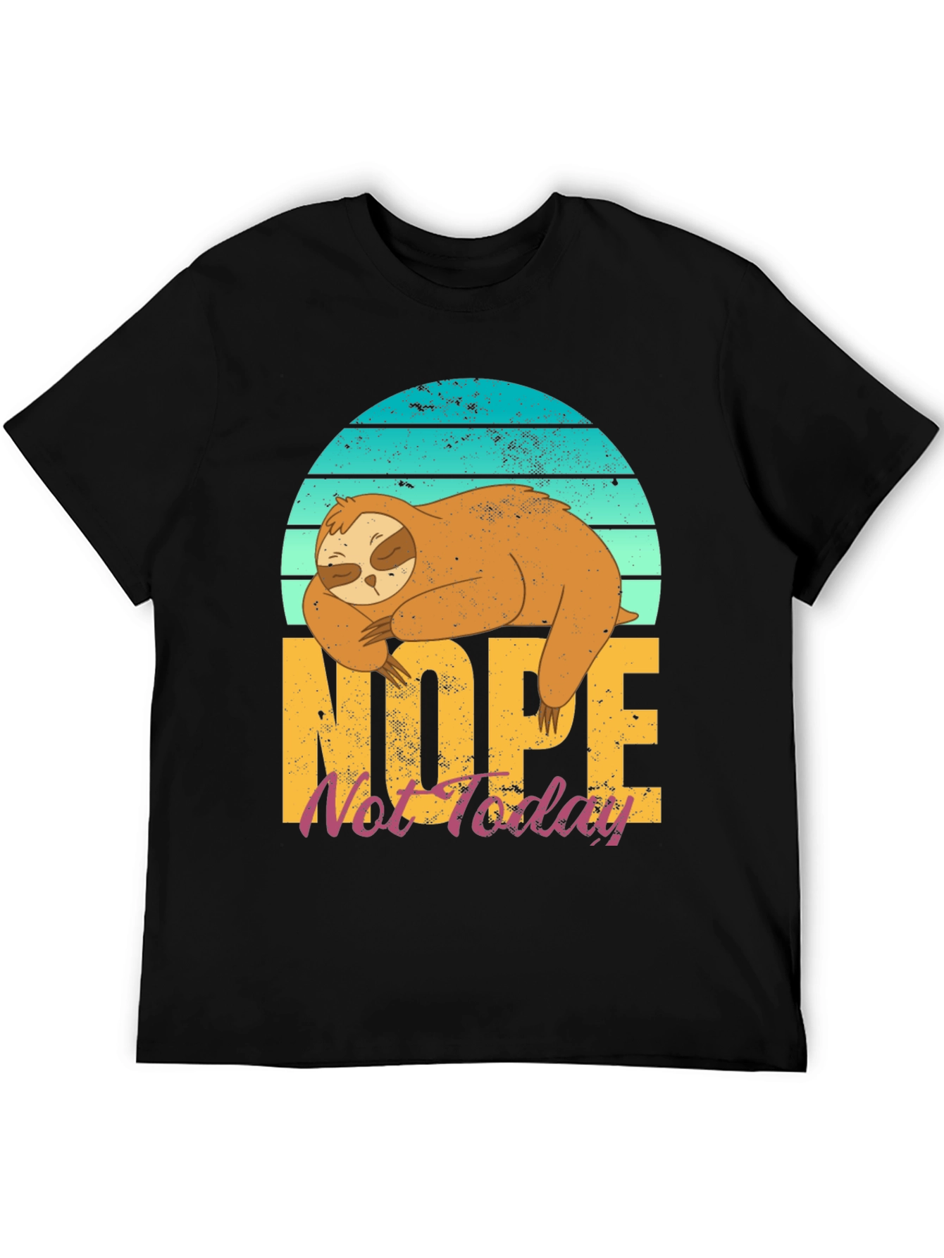 Black Nope Not Today Sloth T-Shirt view 5