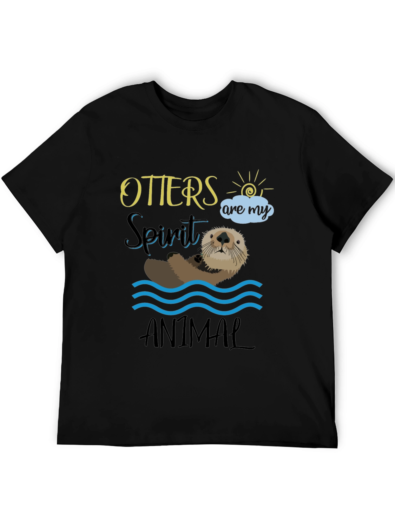 Black Otter Spirit Animal Graphic Tee - Unisex Black T-Shirt view 5