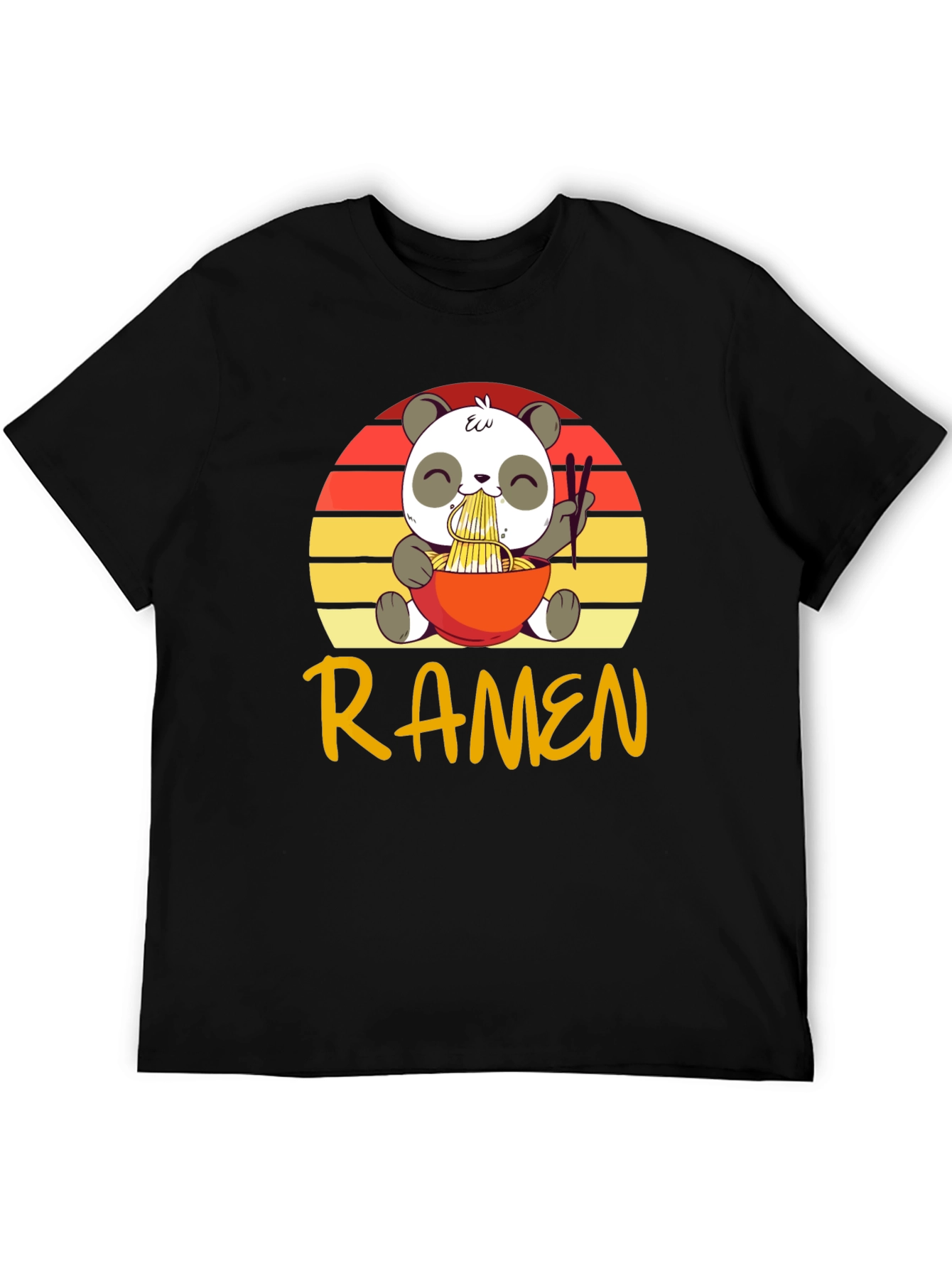 Black Cute Panda Ramen T-Shirt view 5
