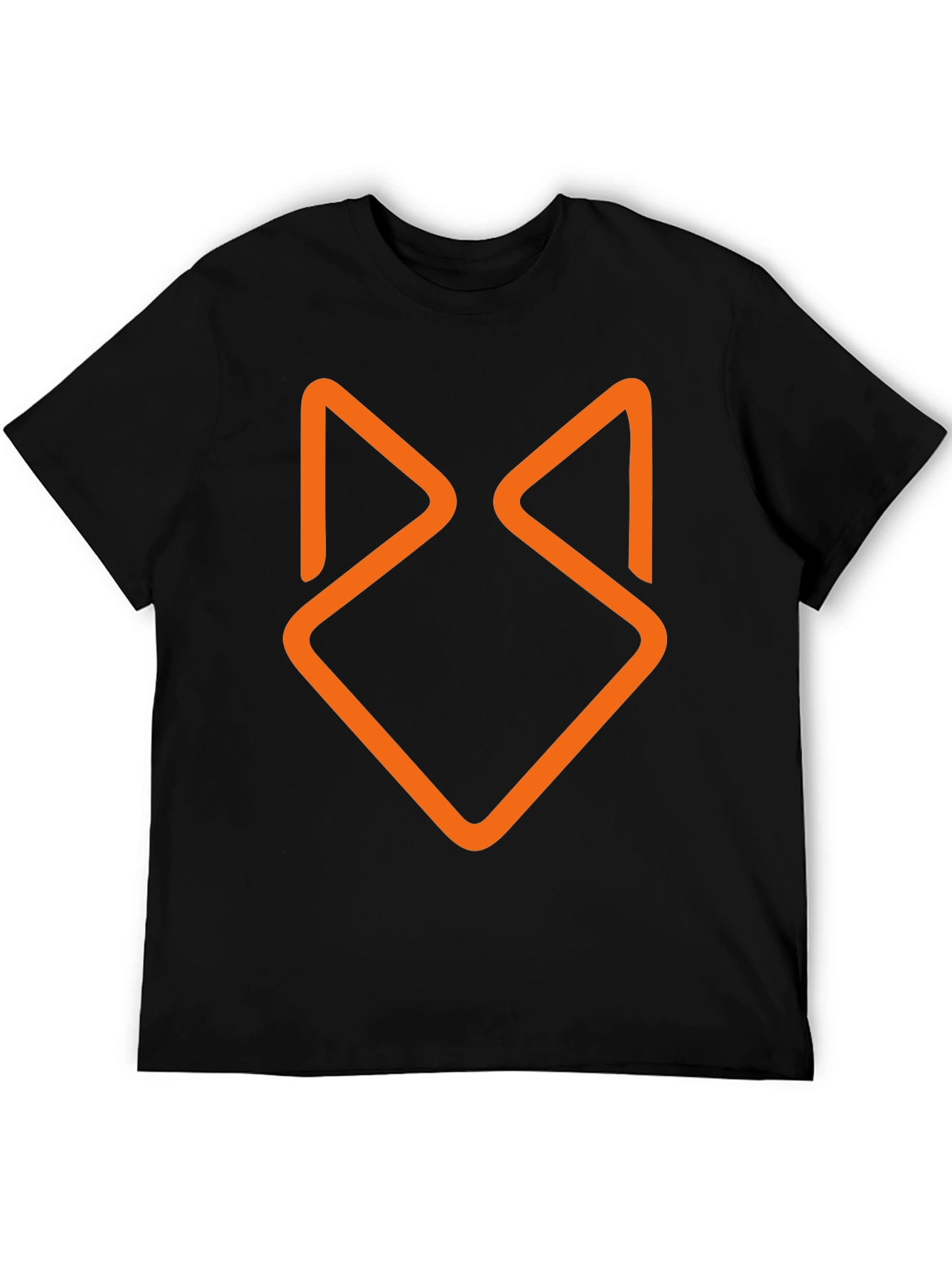 Black Modern Geometric Fox Head Graphic Tee - Black view 5