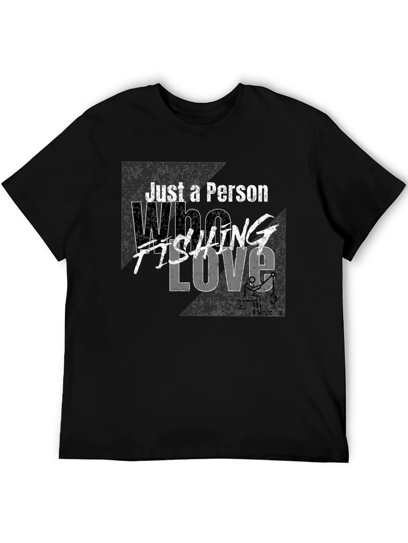 Black Just a Person Who Loves Fishing Black T-Shirt view 5