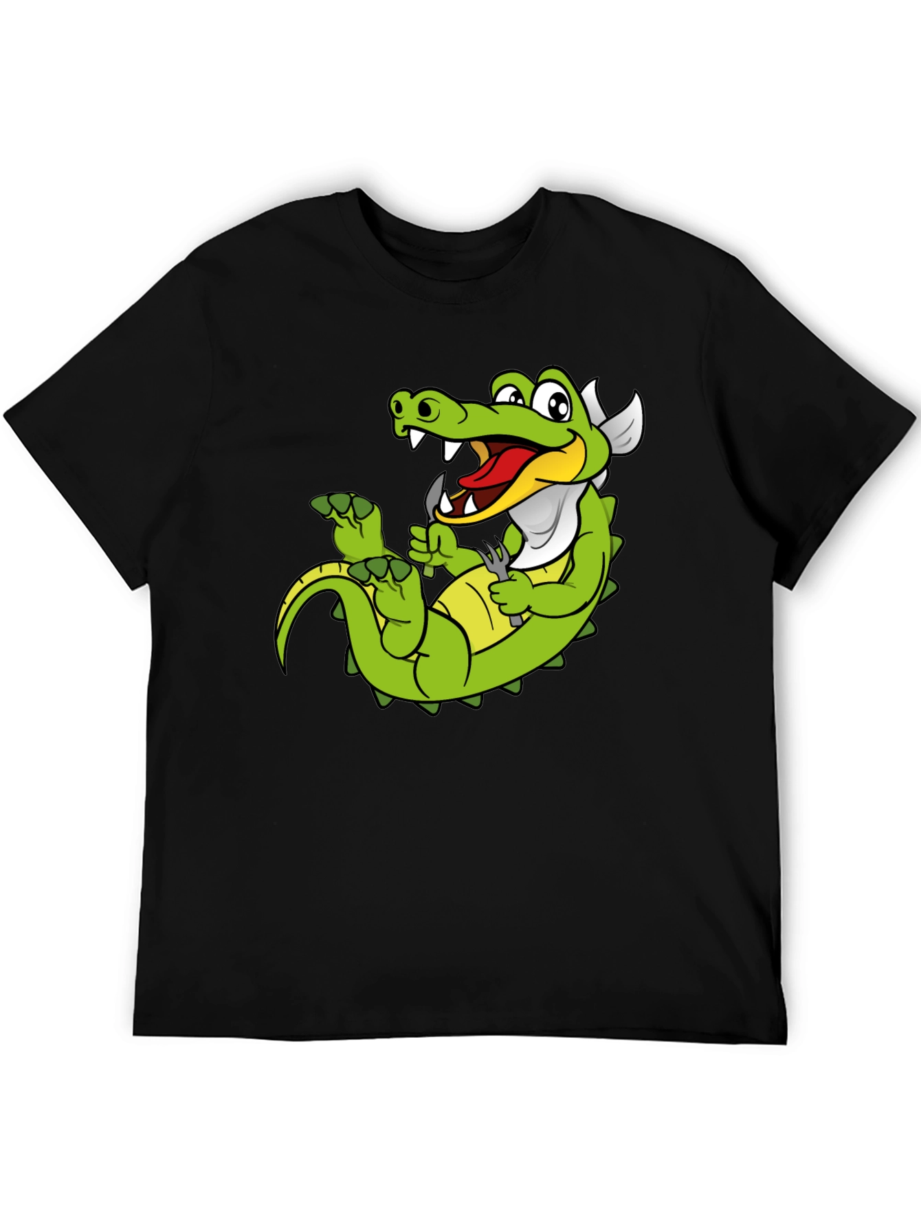Black Funny Alligator Cartoon T-Shirt view 5