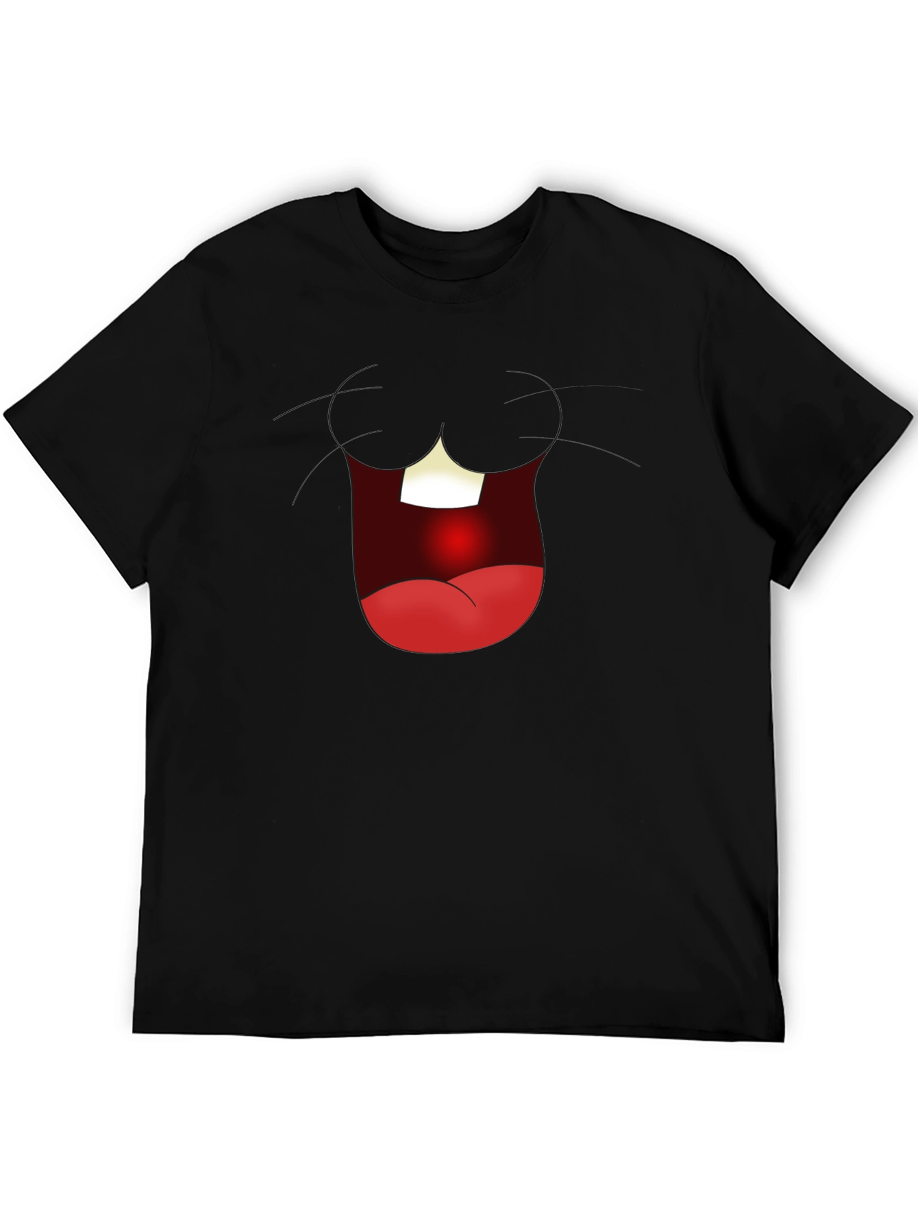 Black Funny Open Mouth Graphic Tee - Black view 5