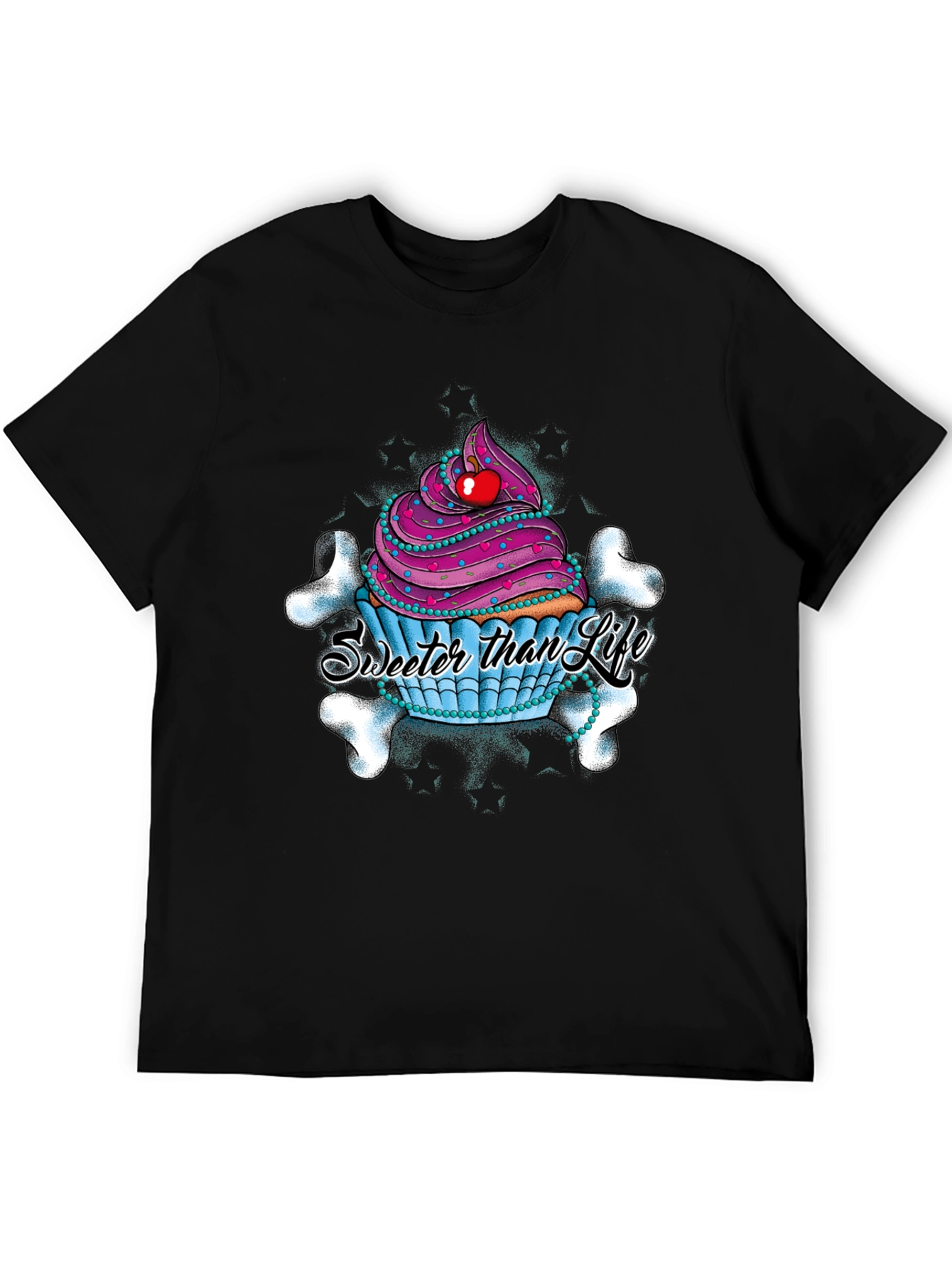 Black Cupcake Skull Graphic T-Shirt - Sweeter Than Life view 5