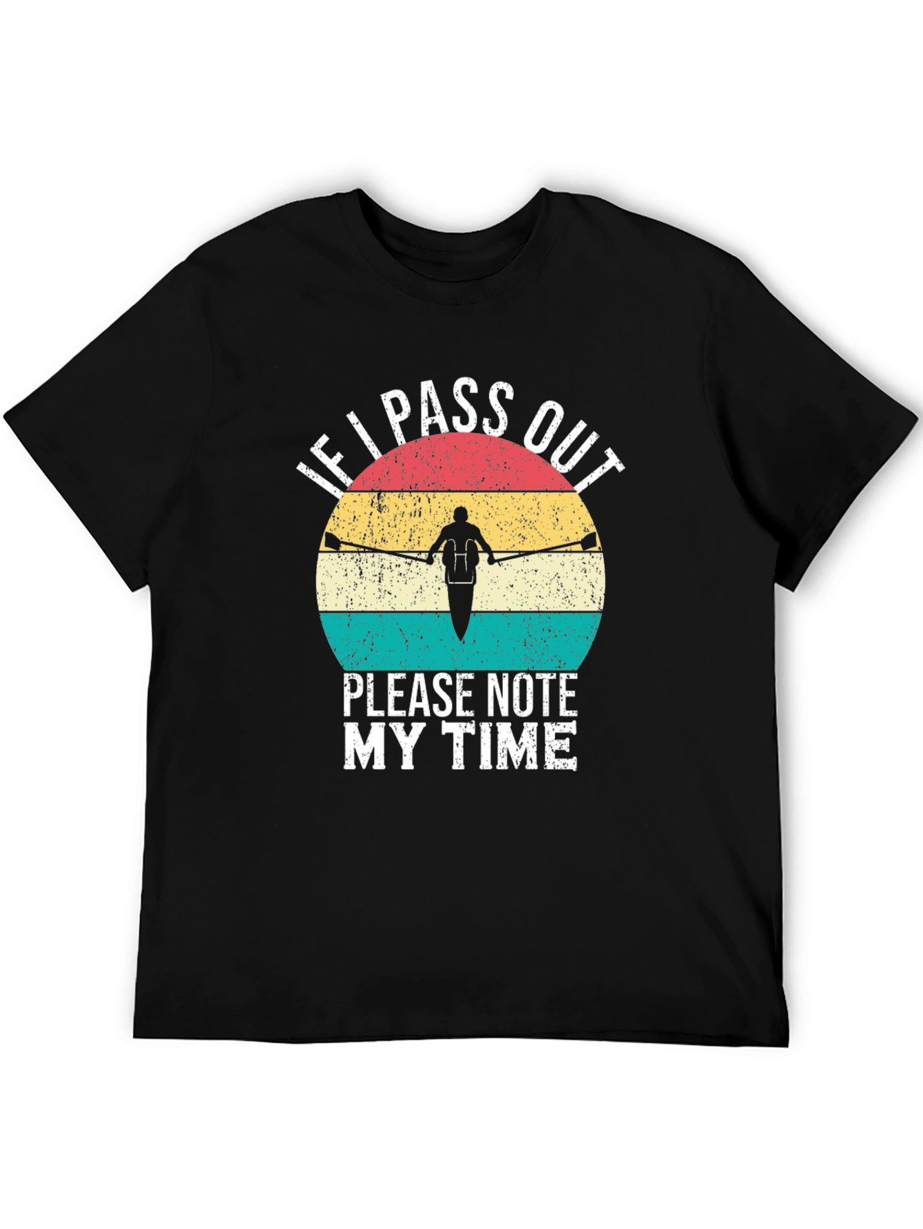 Black Rowing T-Shirt - Funny "Note My Time" Design view 5