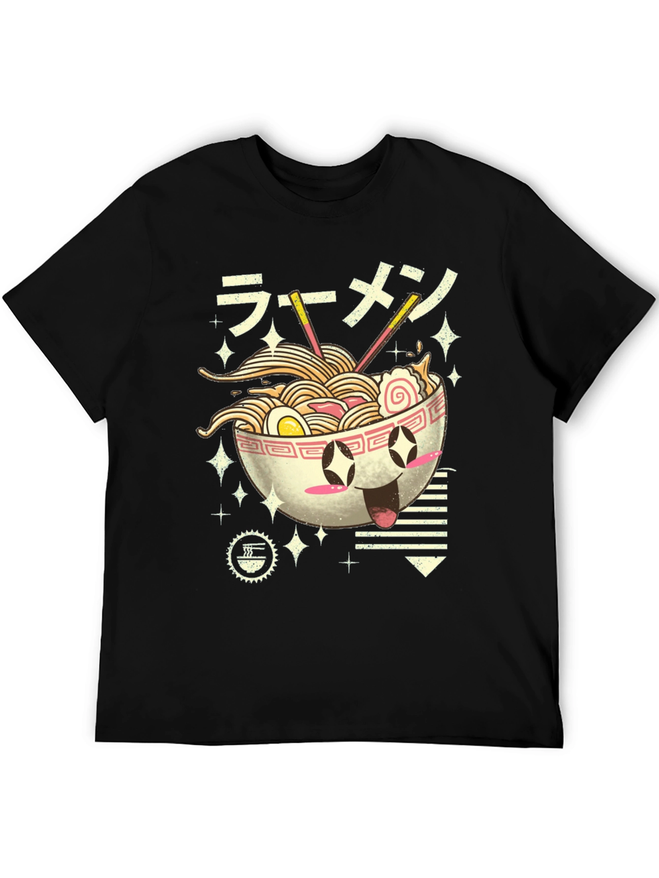 Black Kawaii Ramen Bowl Graphic Tee - Black view 5