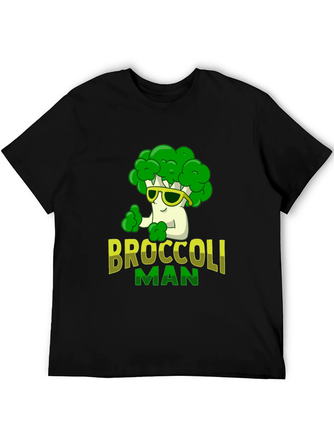 Black Broccoli Man Graphic T-Shirt - Funny Veggie Tee view 5