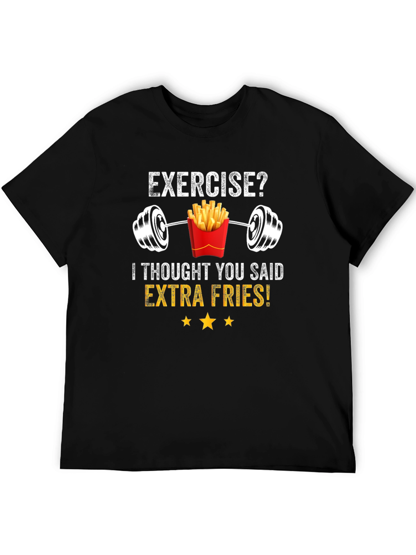Black Funny Workout Gym French Fries Foodie T-Shirt view 5