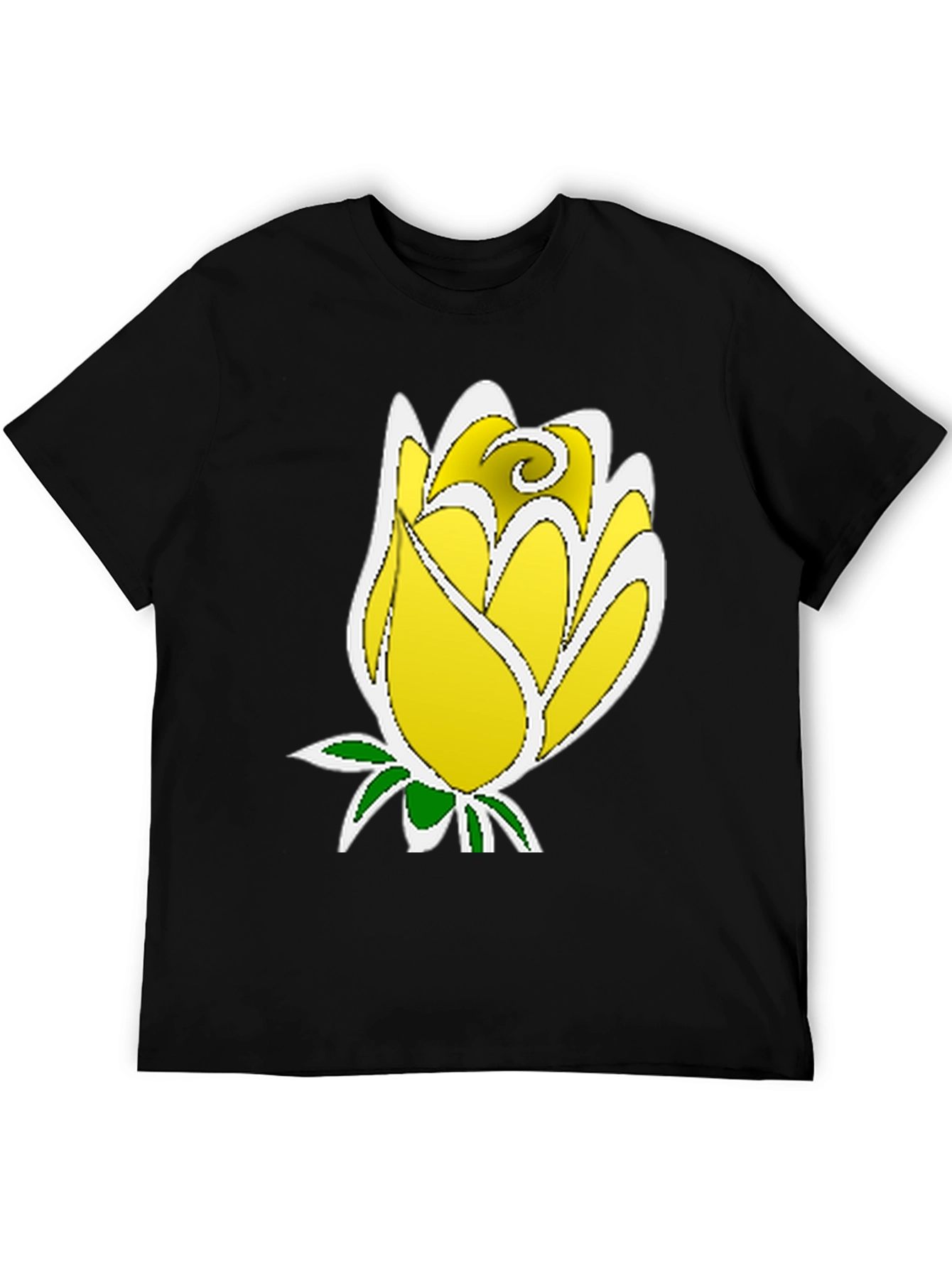 Black Yellow Rose Graphic Tee - Stylish Men's Black T-Shirt view 5