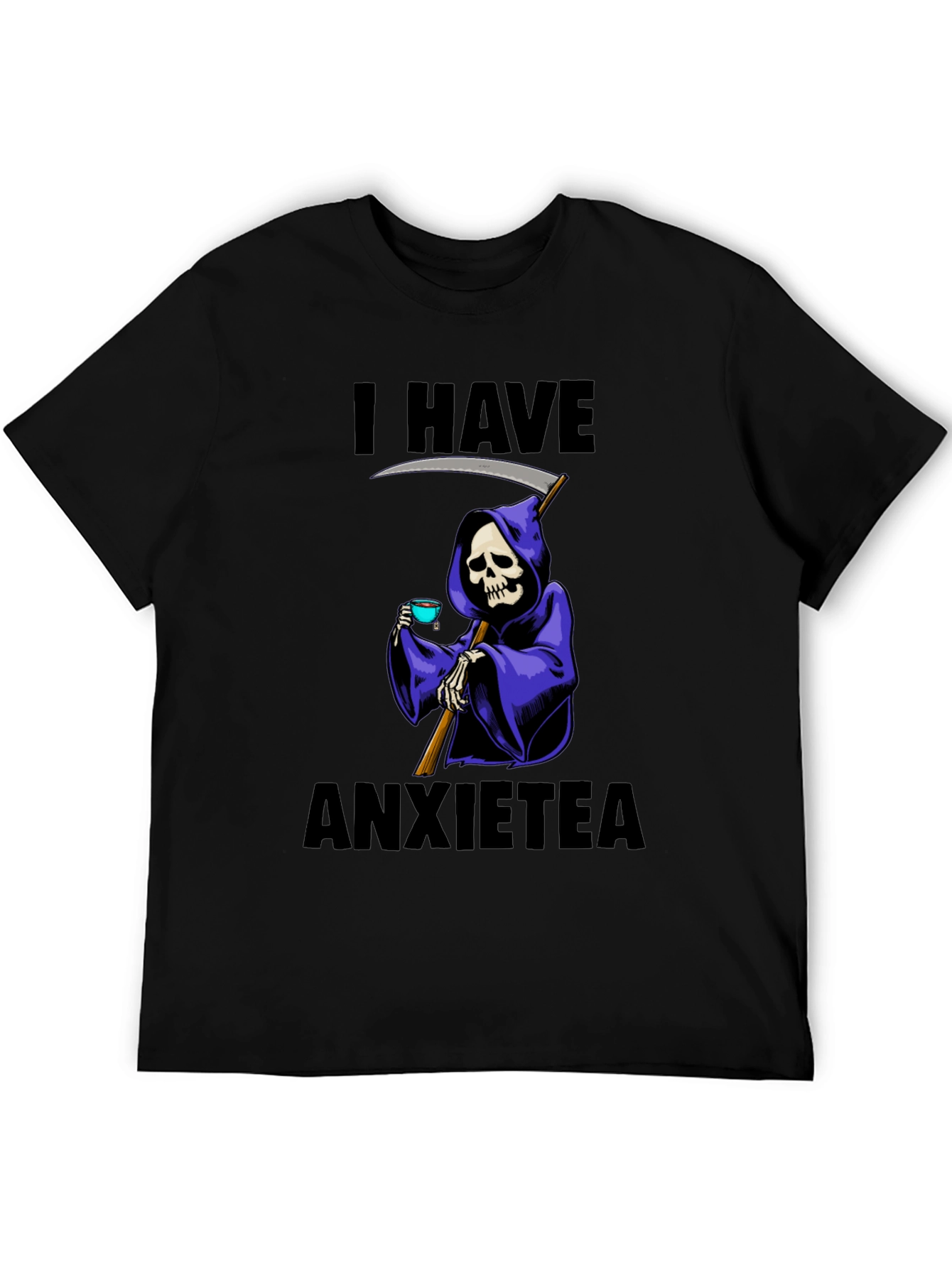 Black I Have Anxietea Grim Reaper T-Shirt view 5