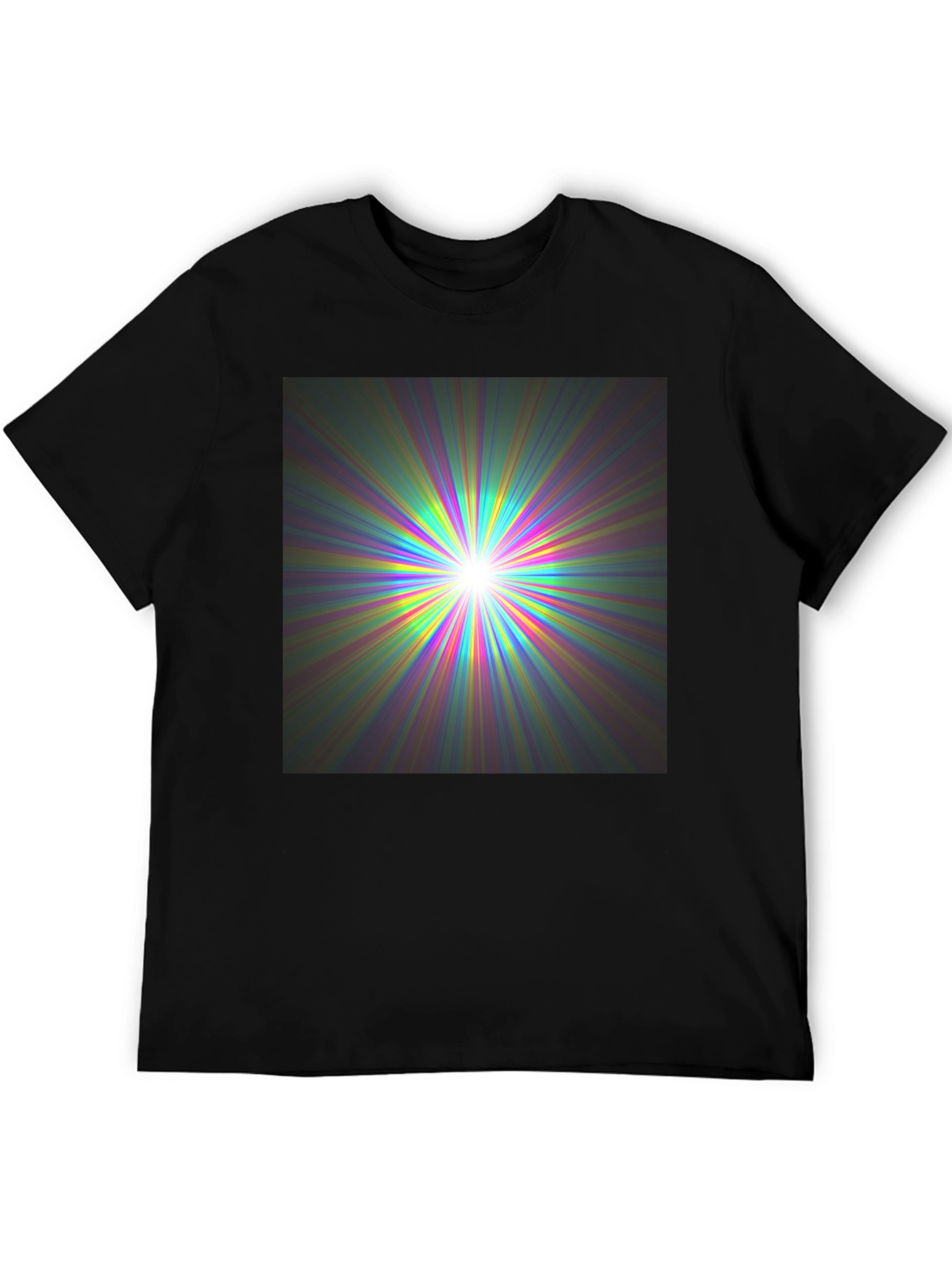 Black Prismatic Burst Graphic Tee - Vivid Color Explosion view 5