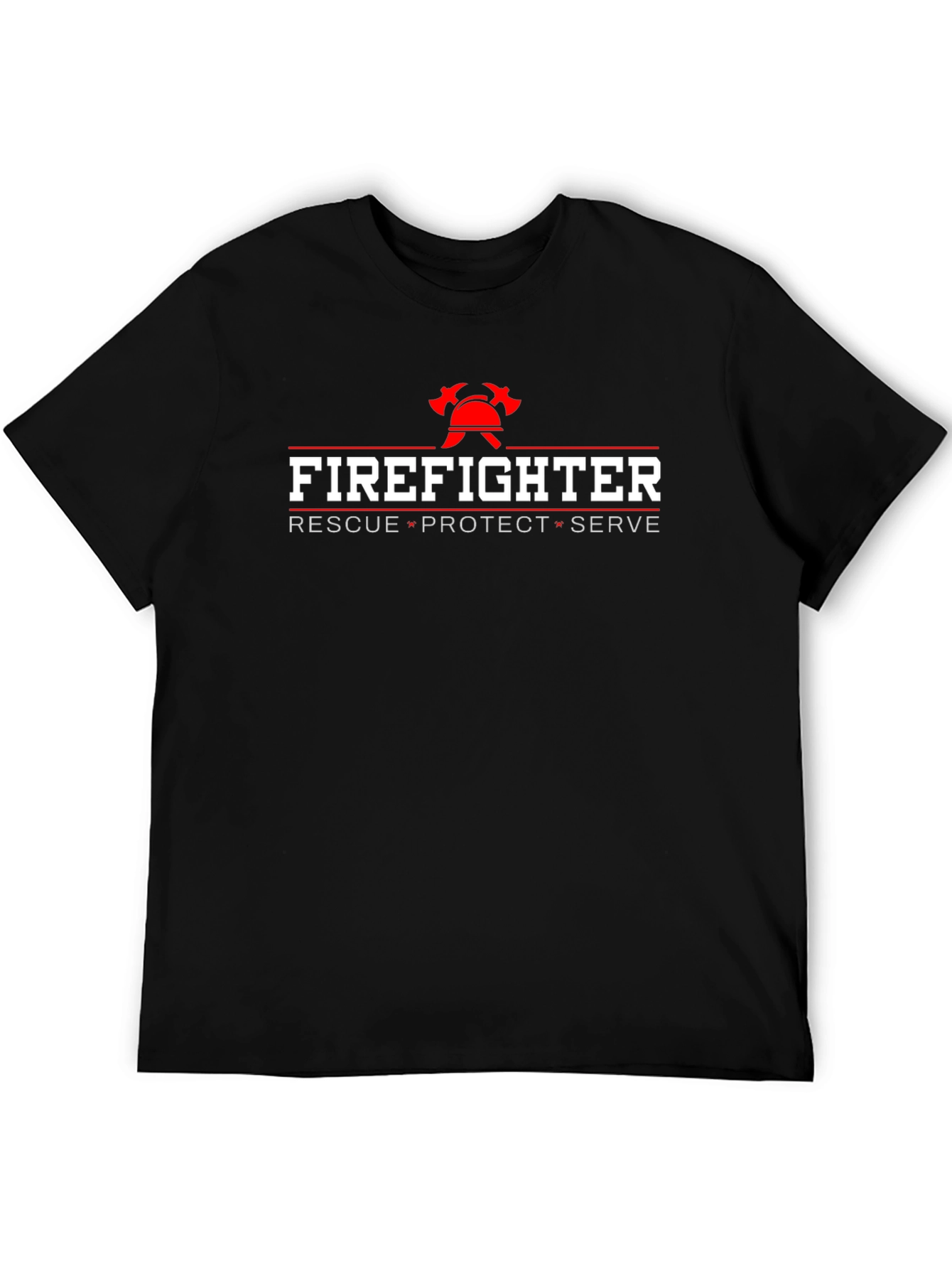 Black Firefighter Rescue Protect Serve T-Shirt view 5