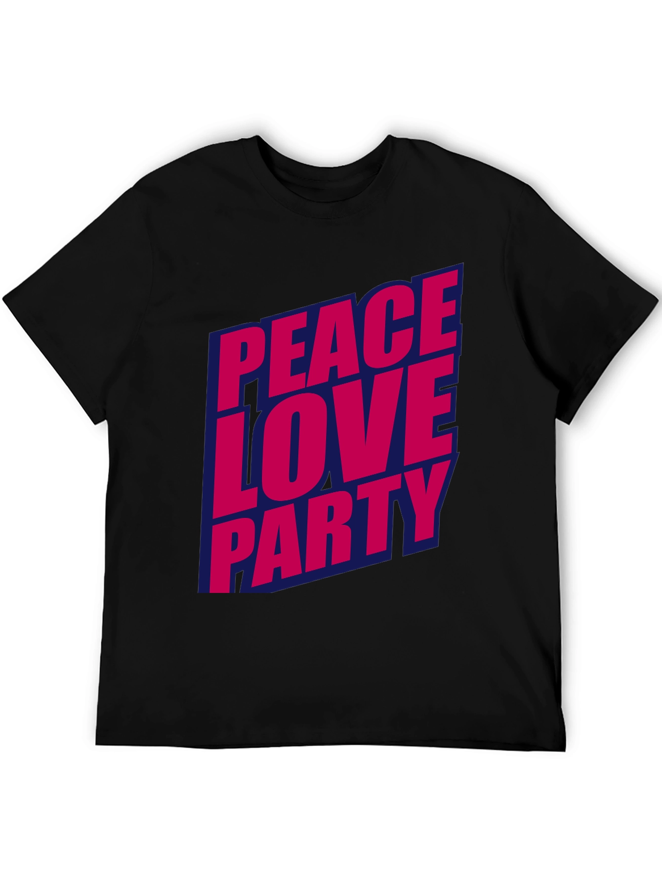 Black Peace Love Party Graphic Tee - Stylish Crew Neck T-Shirt view 5