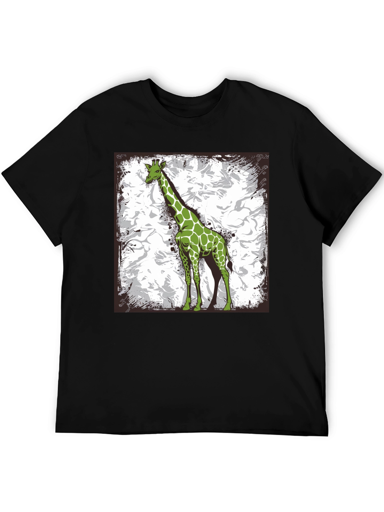 Black Green Giraffe Graphic Tee - Stylish Animal Print Shirt view 5
