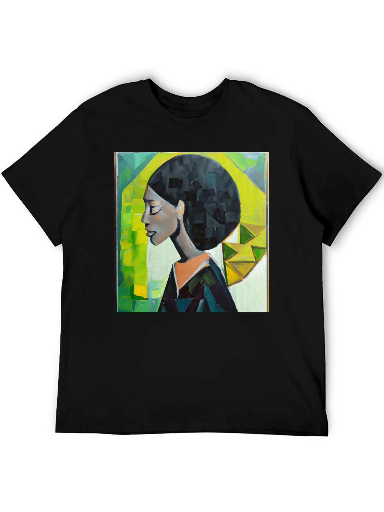 Black Artistic Afro Woman Graphic Tee - Black view 5