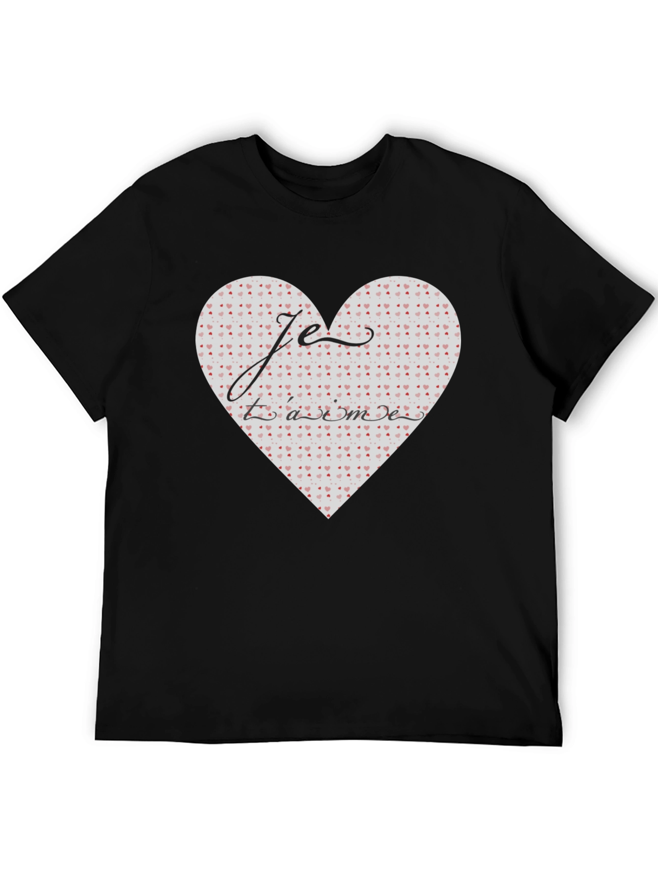 Black Je T'aime Heart Graphic Tee - Stylish Black T-Shirt view 5