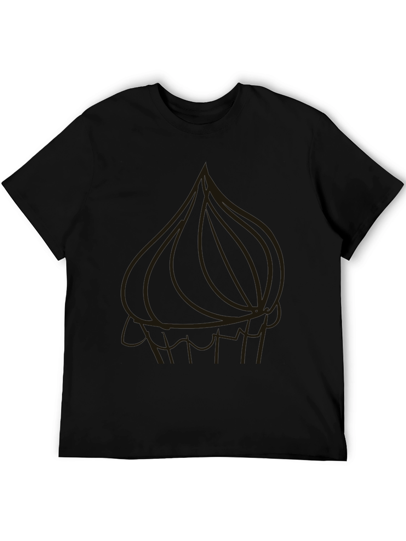 Black Men's Black Graphic T-Shirt - Onion Design view 5