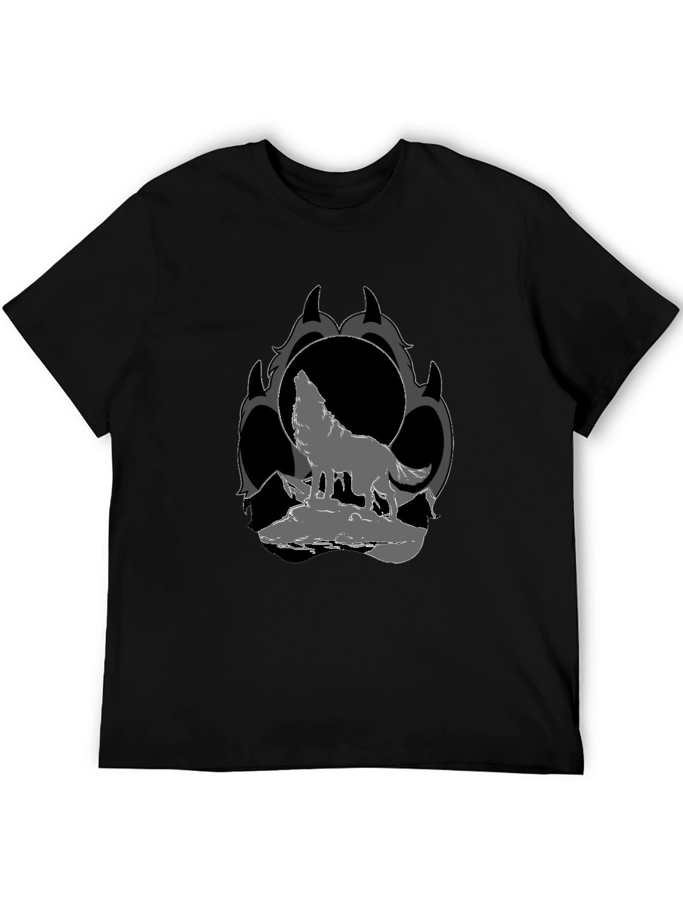 Black Wolf Howling at Moon Graphic T-Shirt view 5