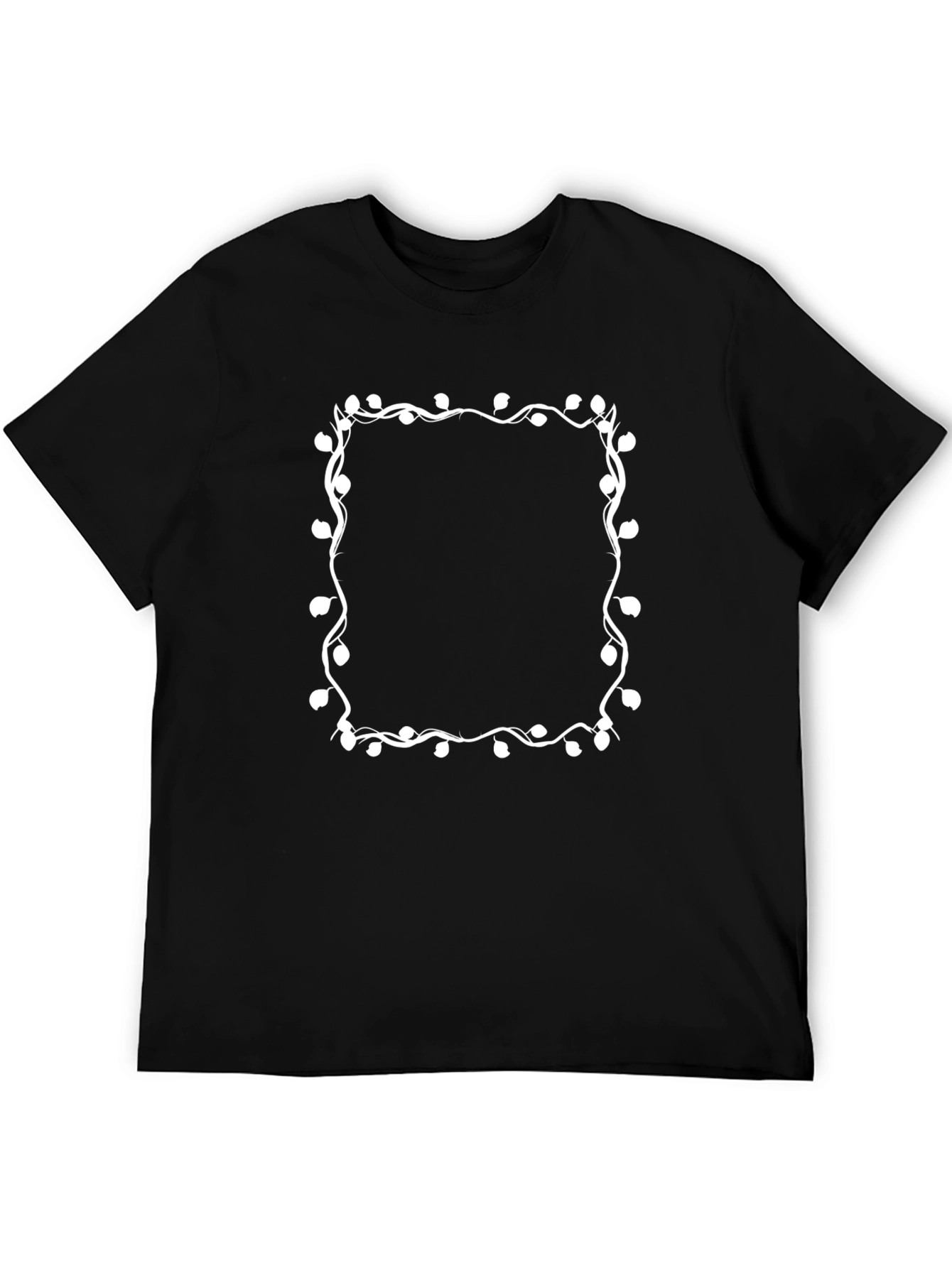 Black Tee with Decorative White Square Design - 5