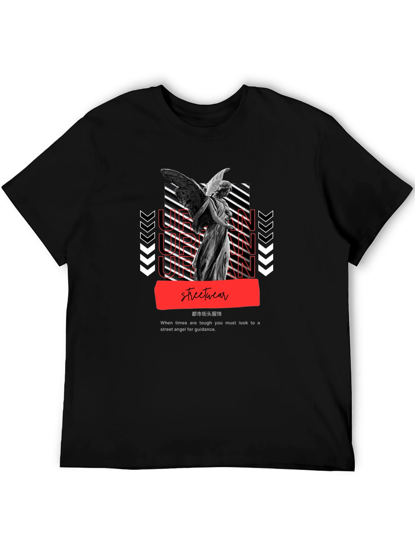 Black Urban Angel Graphic Tee - Streetwear Fashion view 5
