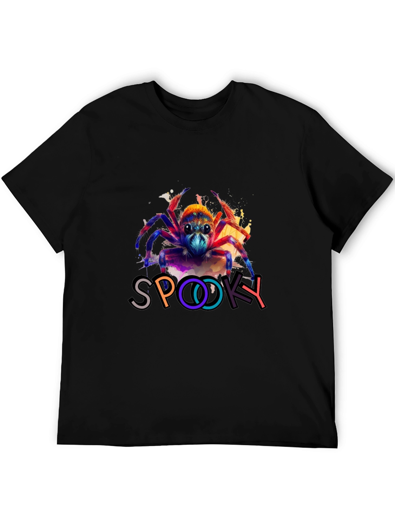 Black Spooky Spider Graphic T-Shirt view 5