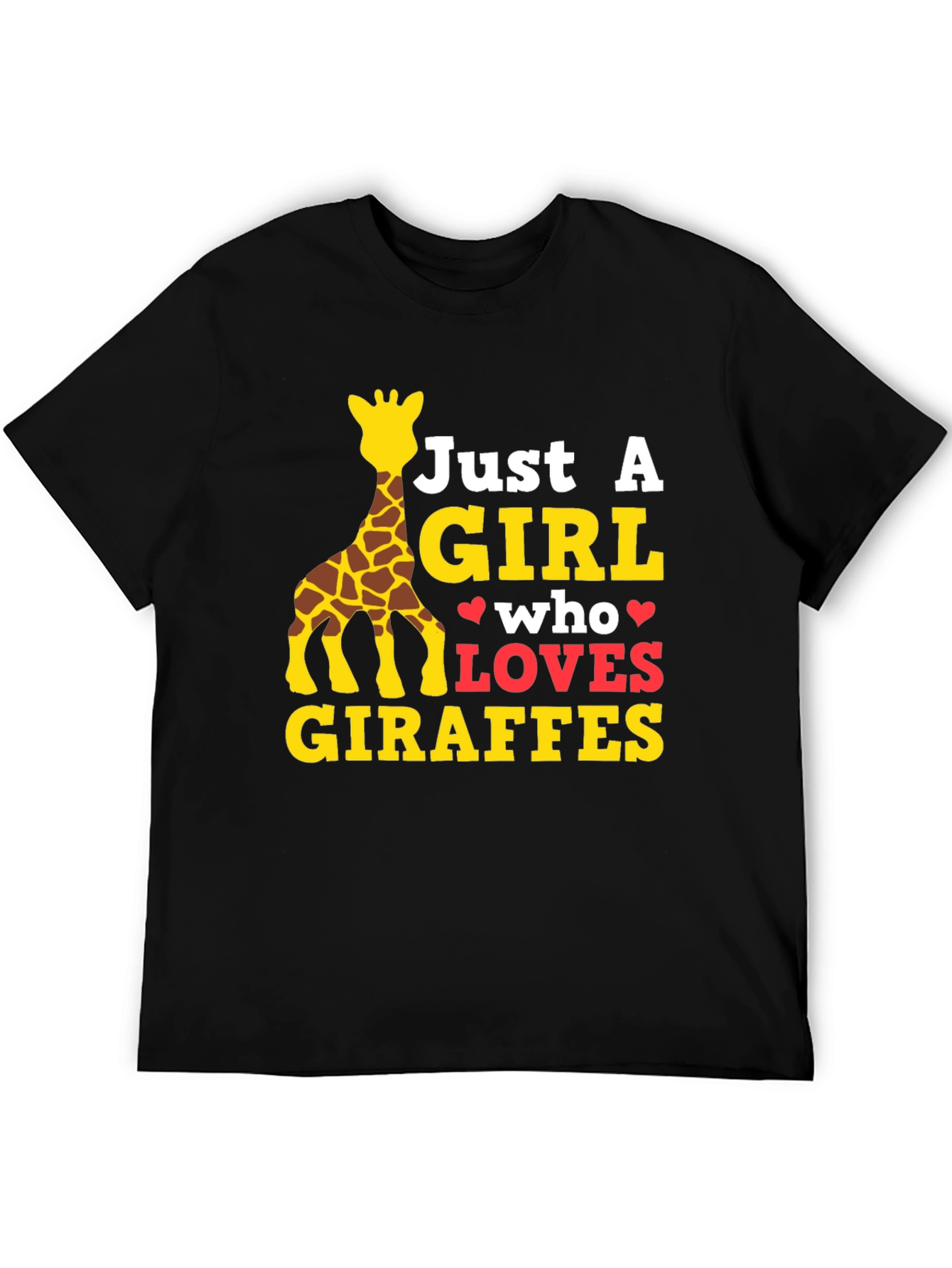 Black Just A Girl Who Loves Giraffes T-Shirt view 5