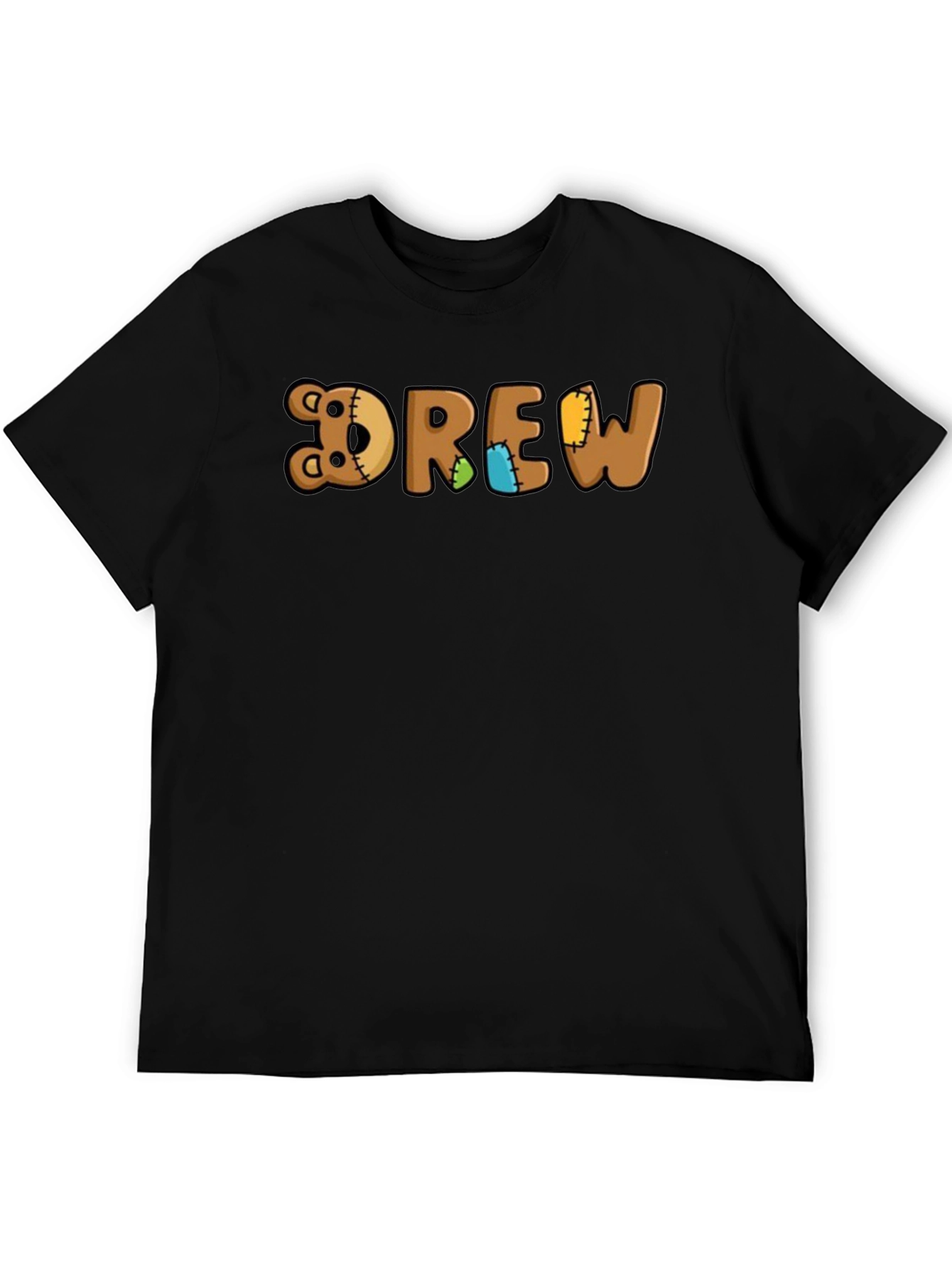 Black Drew Teddy Bear Name T-Shirt - Custom Boy's Tee view 5