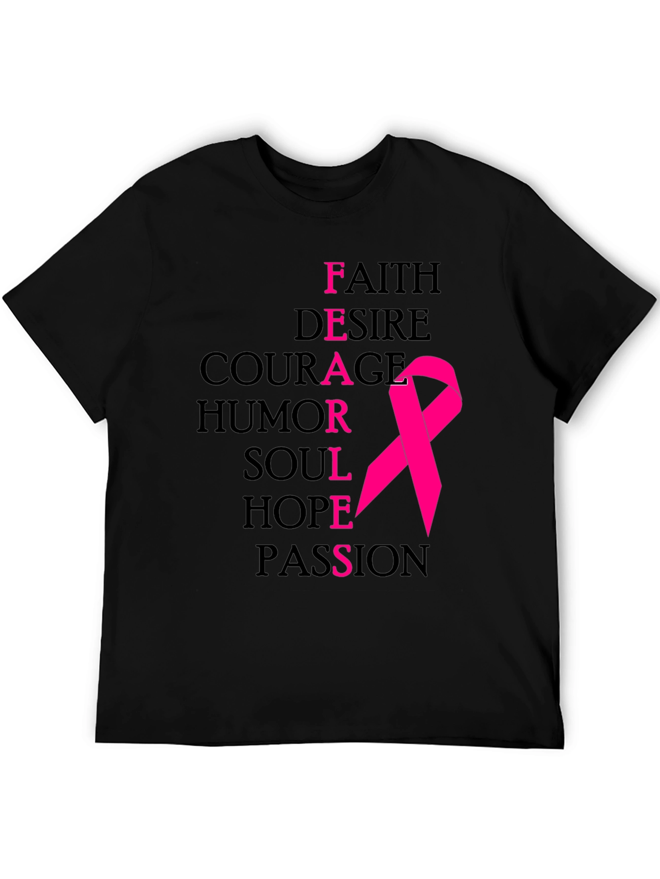 Black Fearless Breast Cancer Awareness T-Shirt view 5