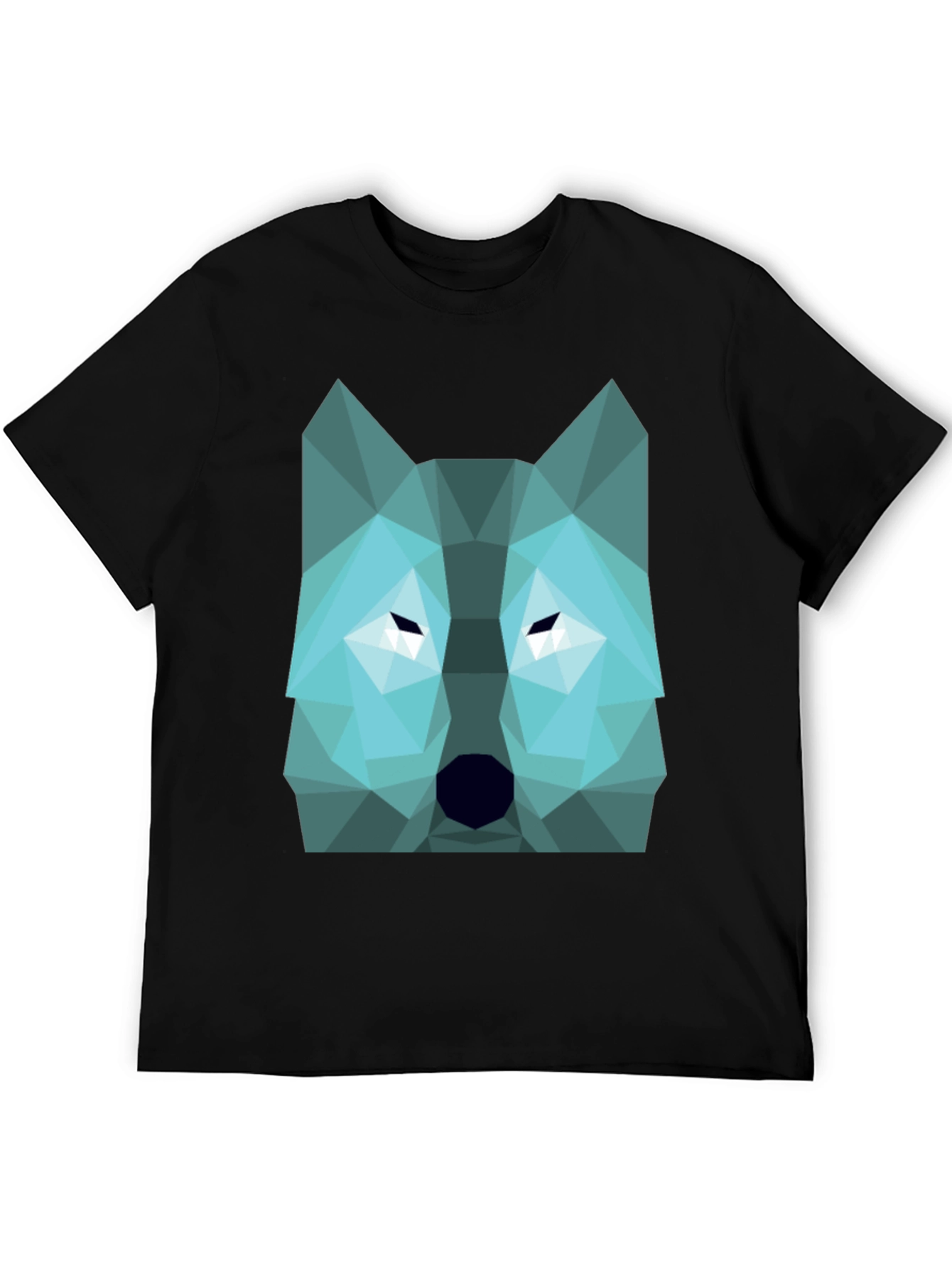Black Geometric Wolf Graphic Print Tee - Black view 5