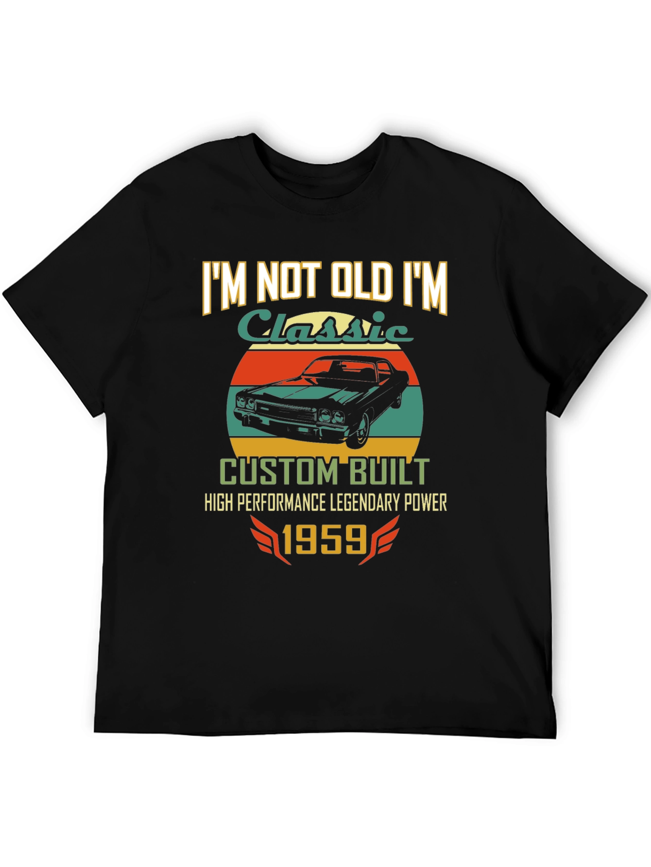 Black Classic Car 1959 T-Shirt - Custom Built view 5