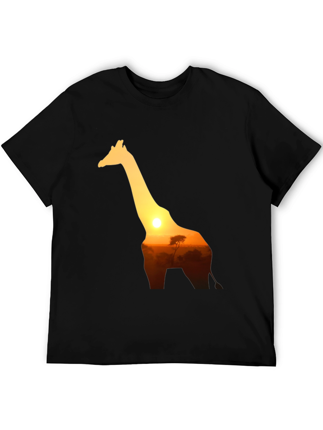 Black Giraffe Sunset Graphic Tee - Black Cotton T-Shirt view 5