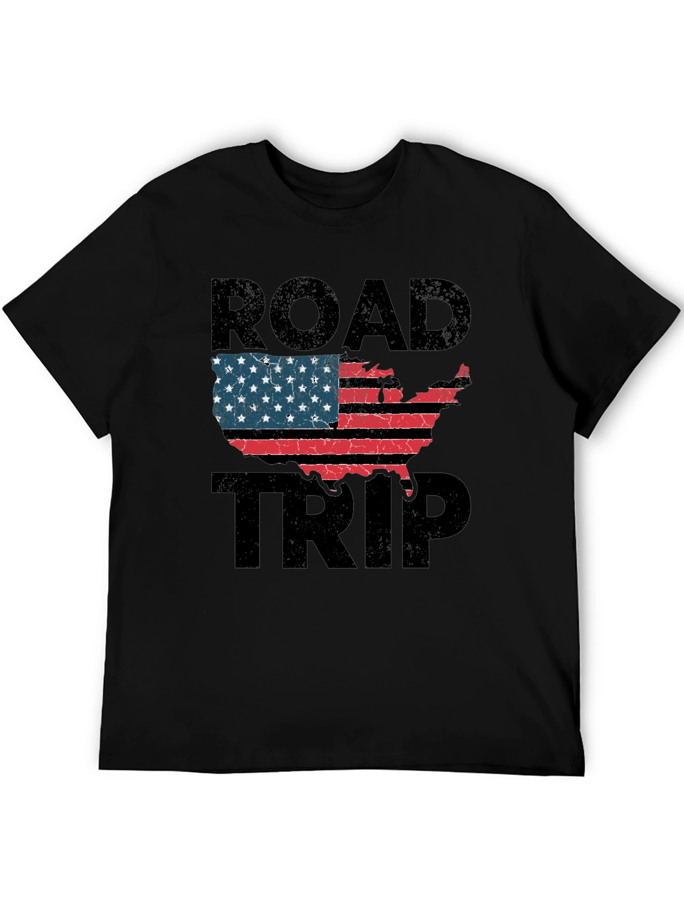 Black Road Trip USA Flag Graphic Tee view 5