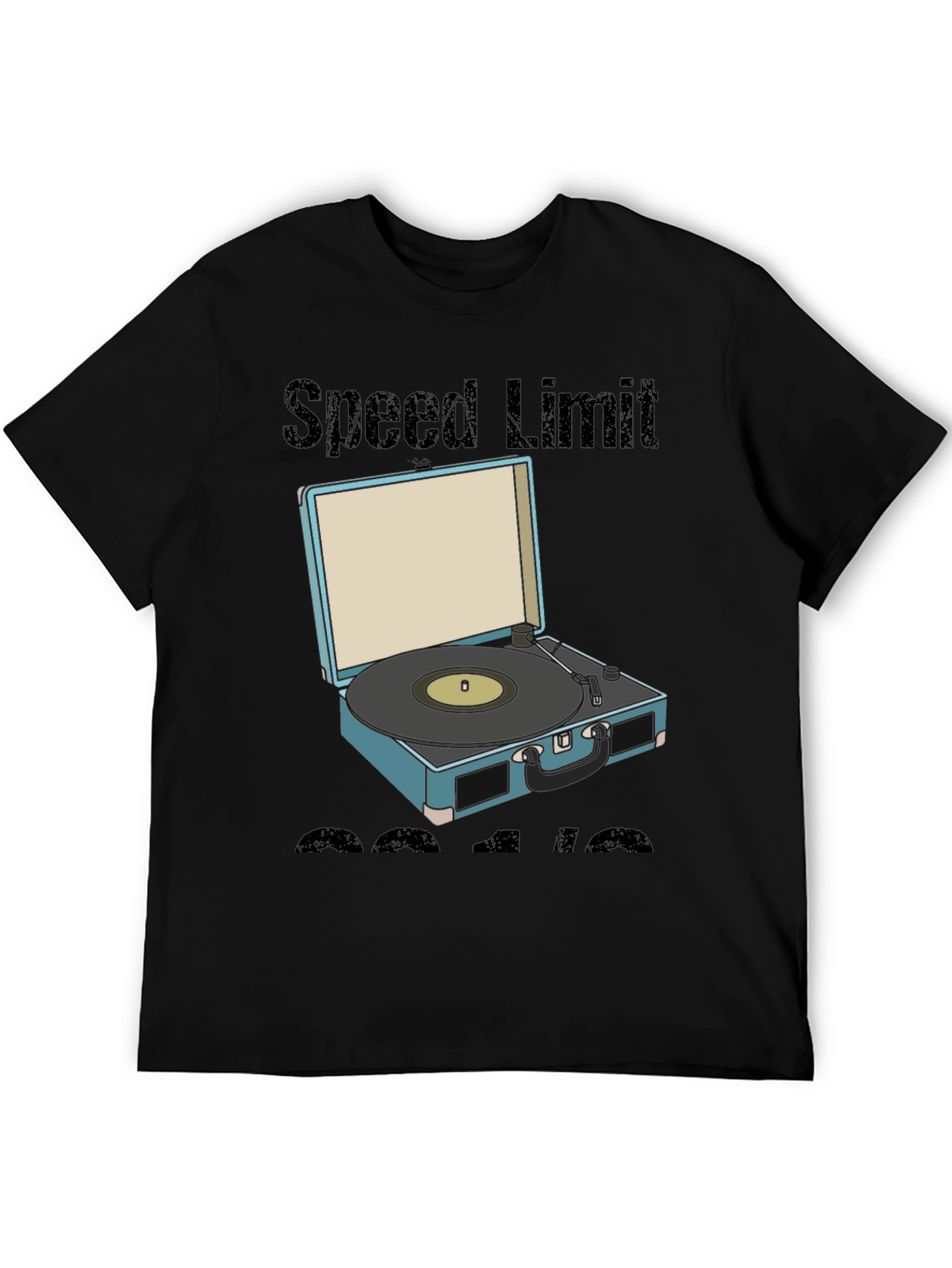 Black Retro Speed Limit Vinyl Record Player T-Shirt view 5