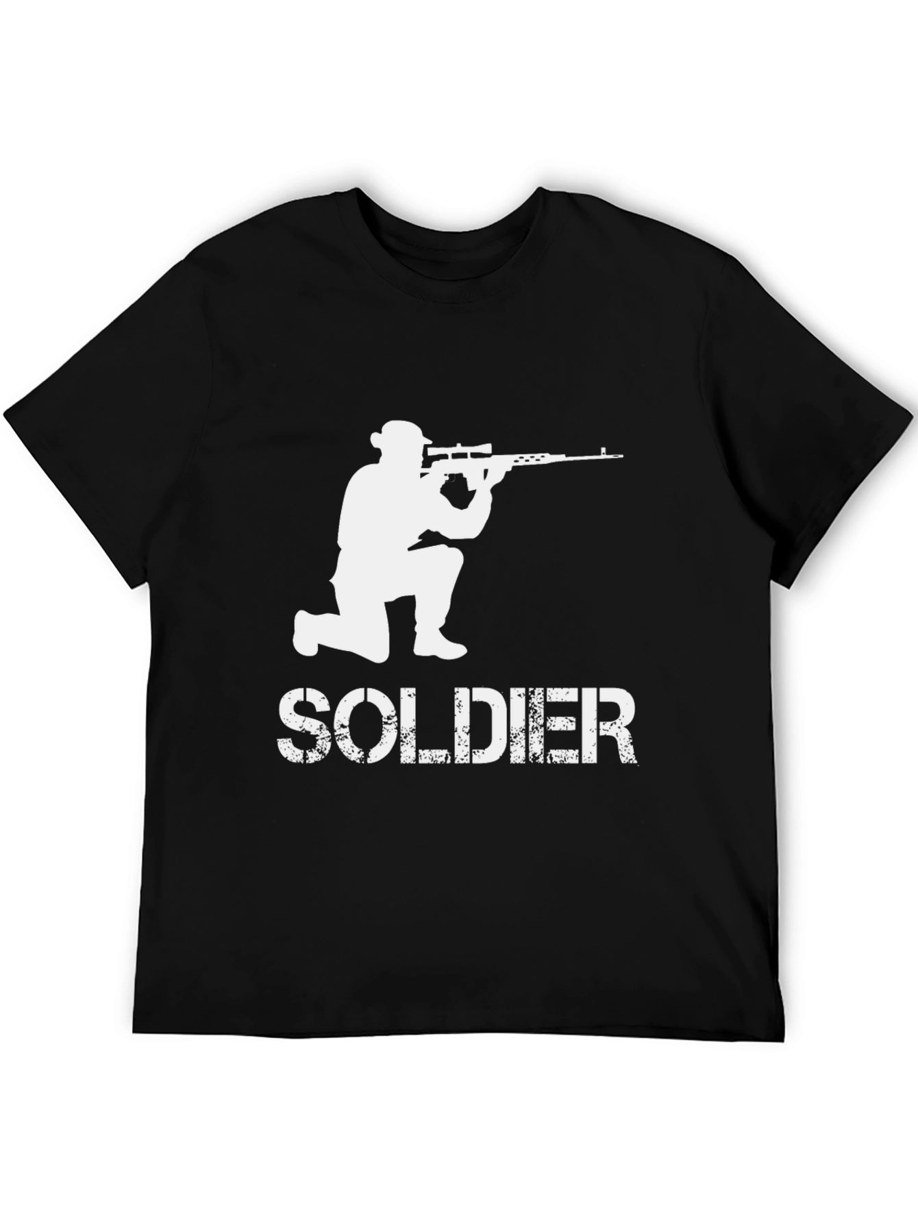 Black Soldier Sniper Graphic Tee - Black Cotton T-Shirt view 5