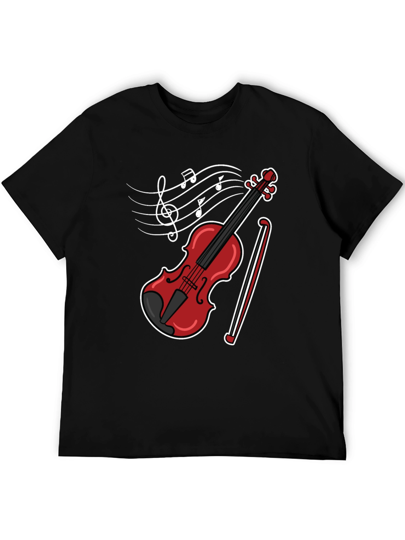 Black Musical Violin Graphic T-Shirt view 5