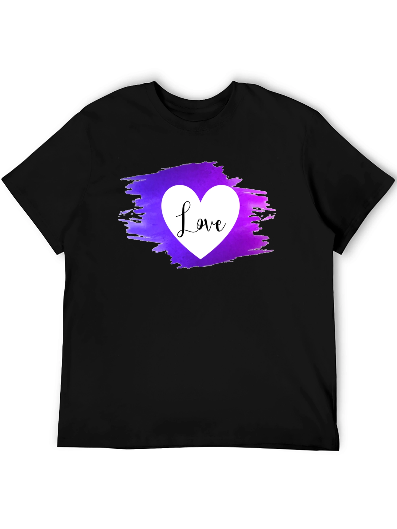 Black Love Heart Graphic Tee - Purple & White Print view 5
