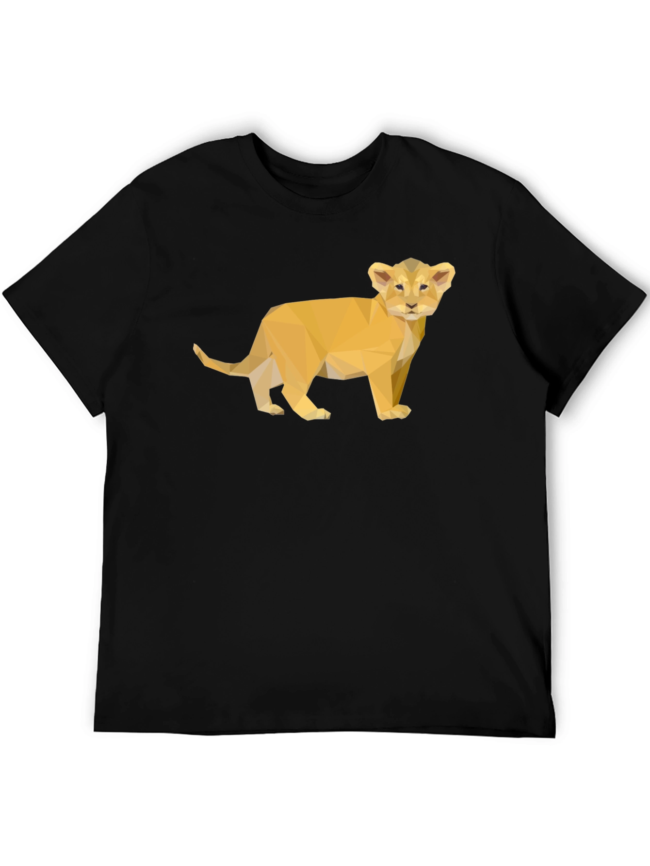 Black Geometric Lion Cub Tee - Stylish Black T-Shirt view 5