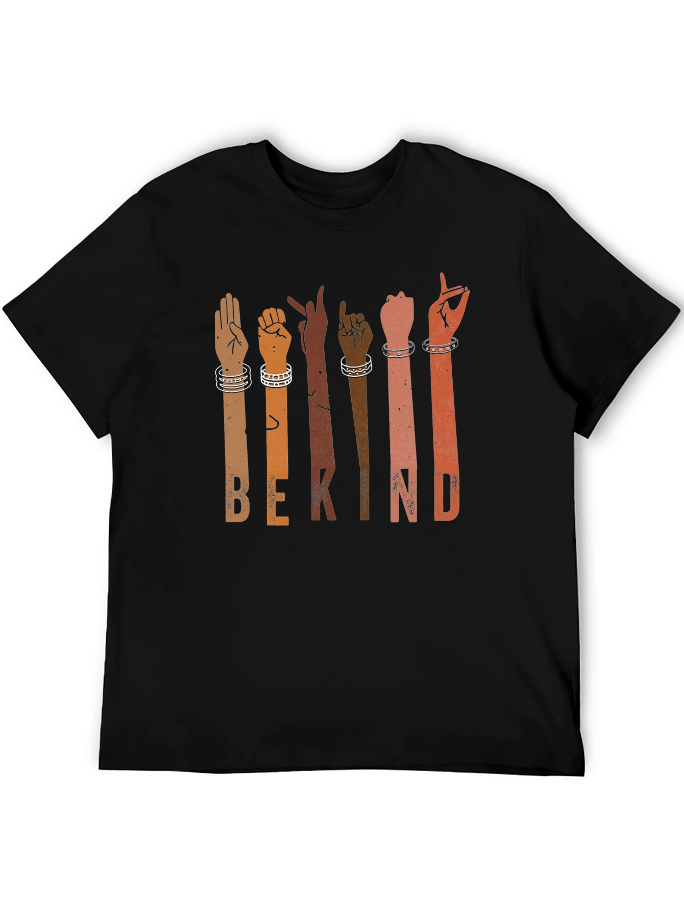 Black Be Kind Sign Language T-Shirt Black view 5