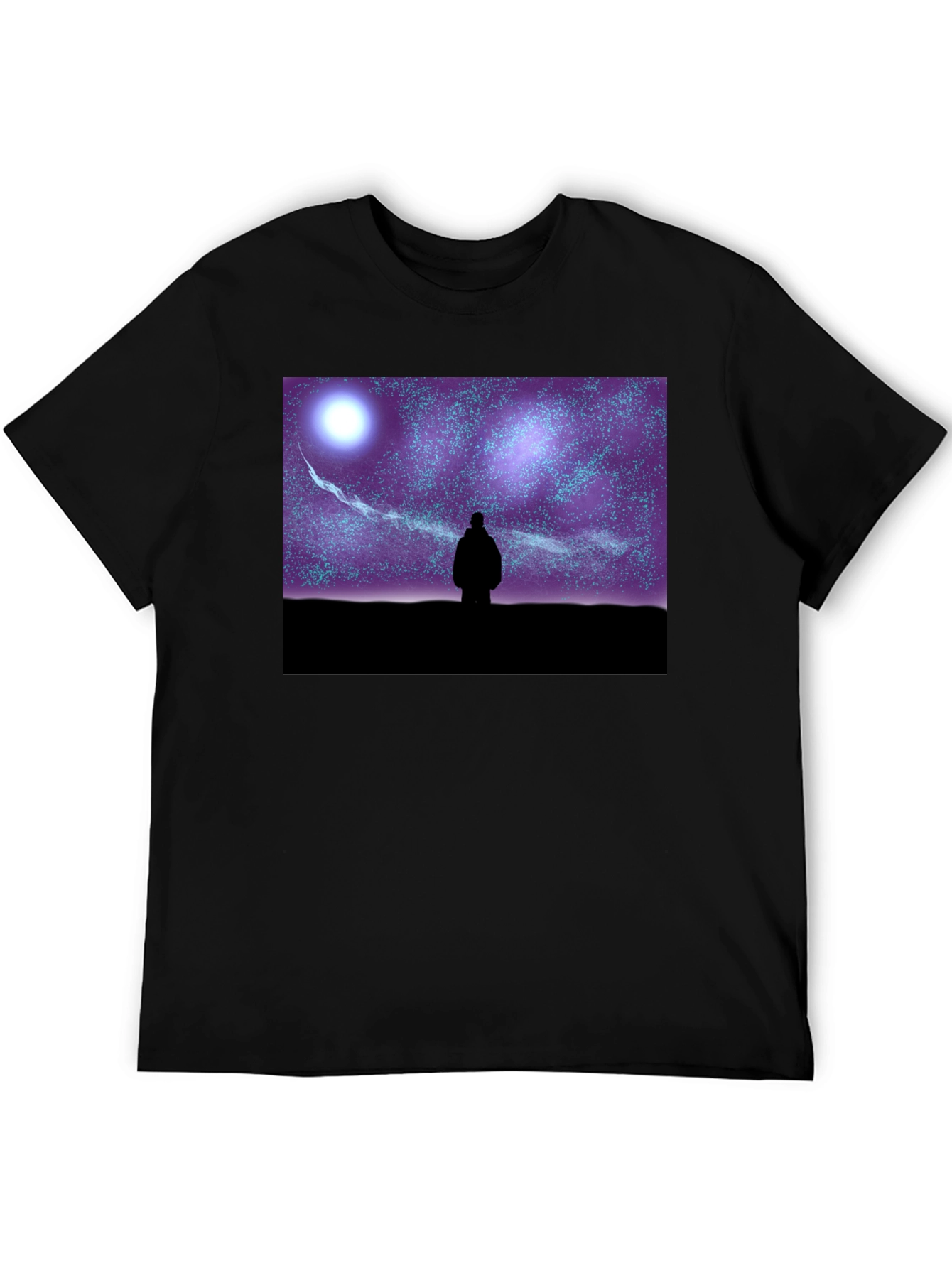 Black Starry Night Graphic Tee - Unisex Black T-Shirt view 5
