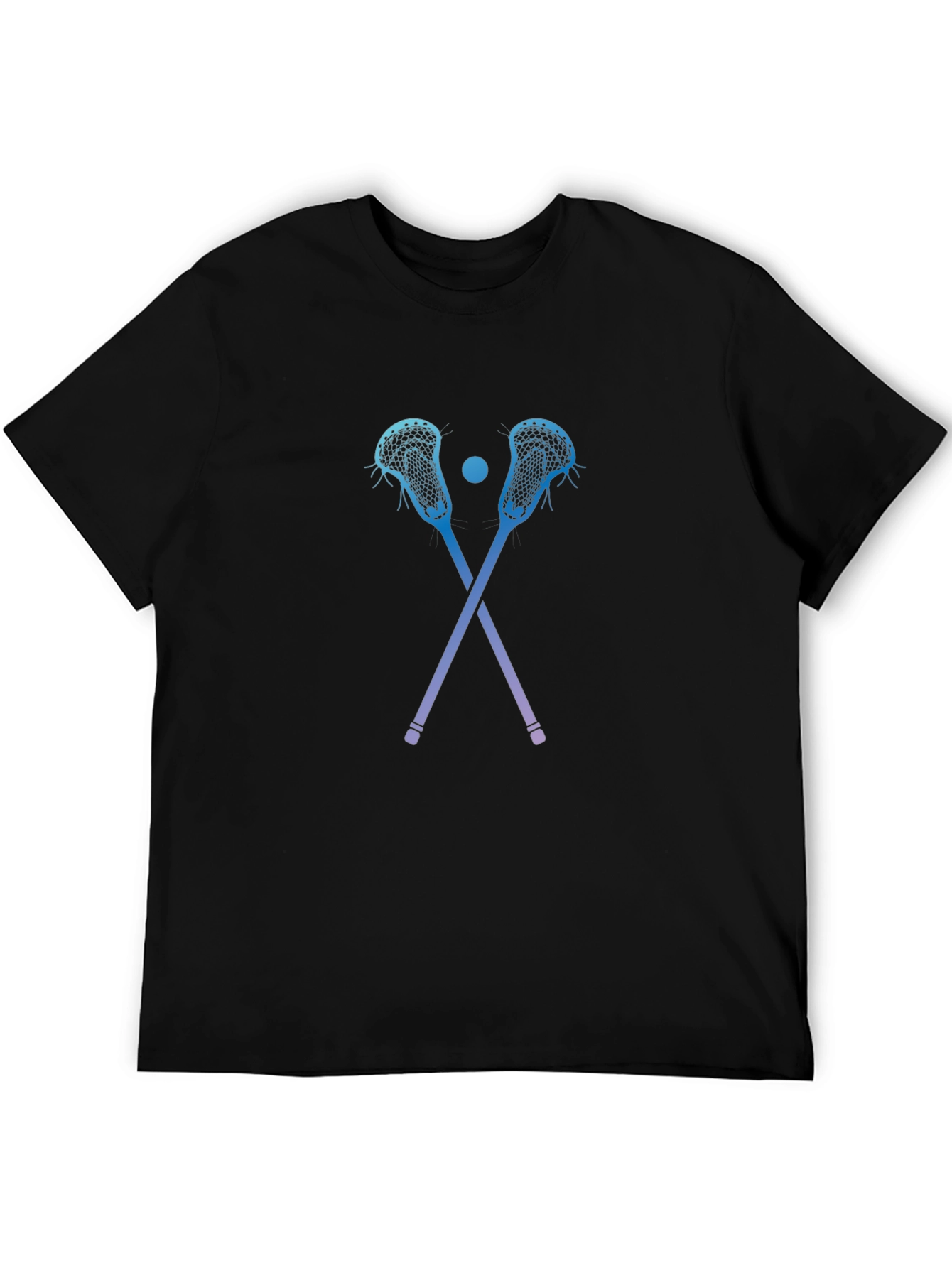 Black Lacrosse Sticks Graphic Tee - Black Cotton T-Shirt view 5