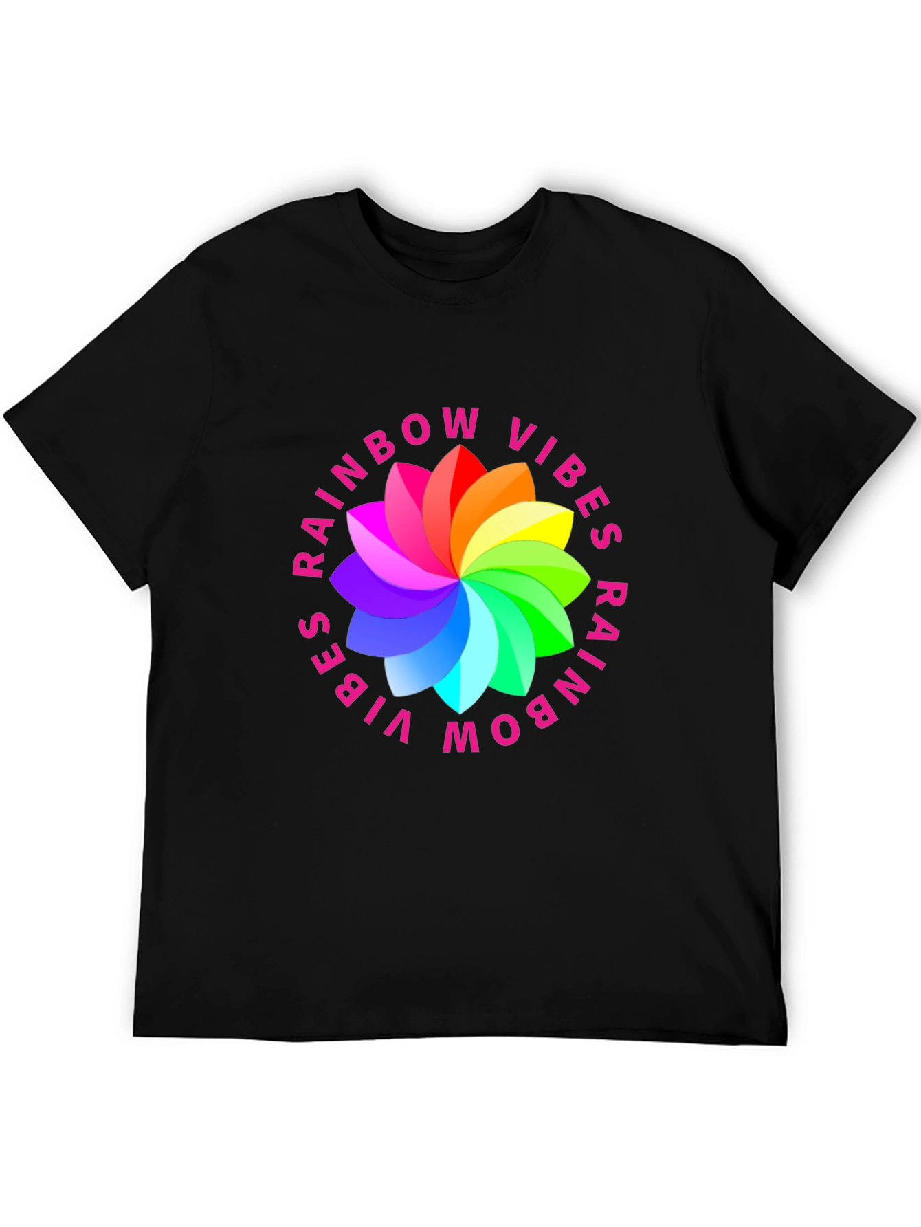 Black Rainbow Vibes Graphic Print T-Shirt - Stylish Comfort view 5