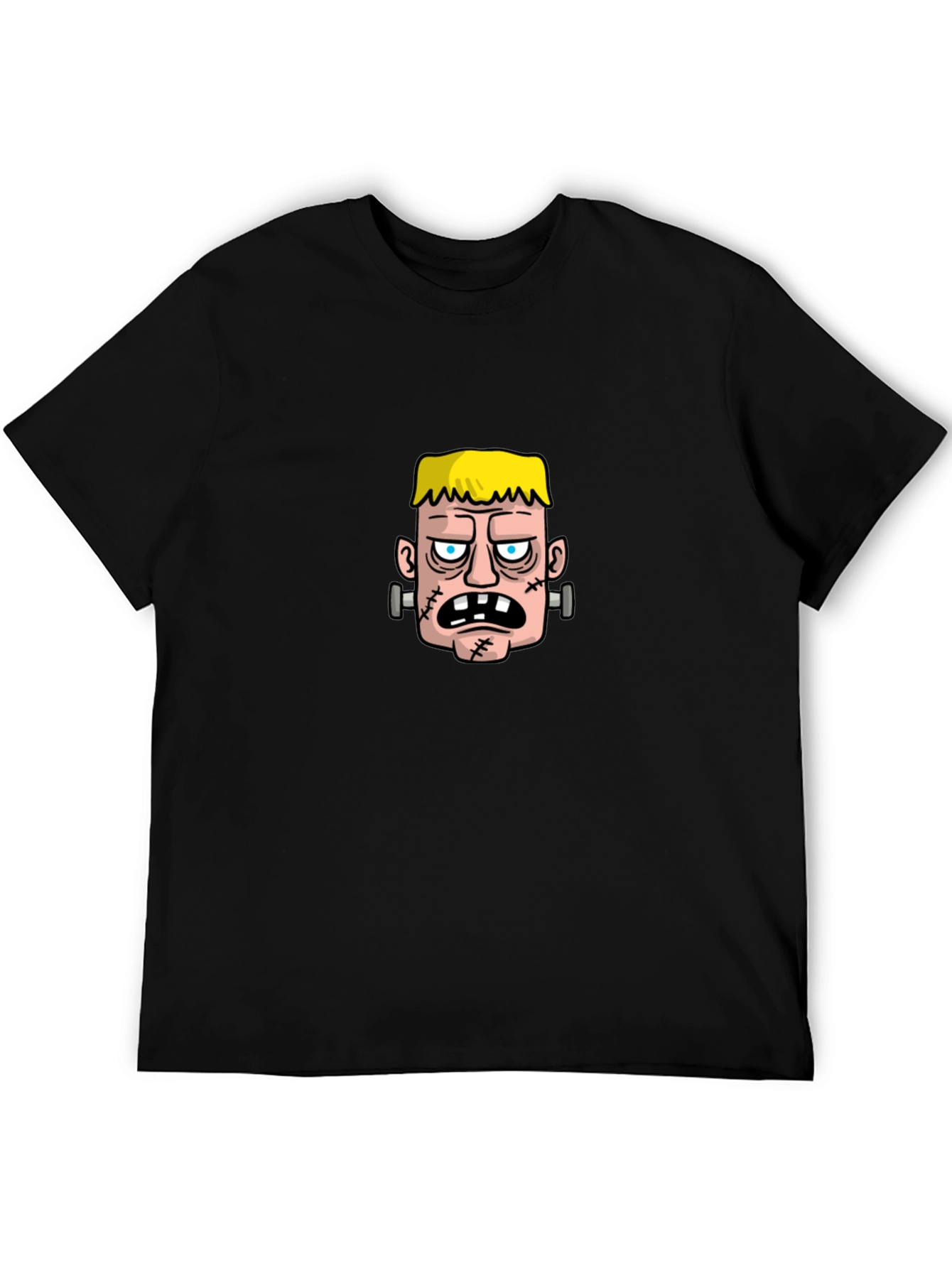 Black Frankenstein Graphic Tee - Black Cotton T-Shirt view 5