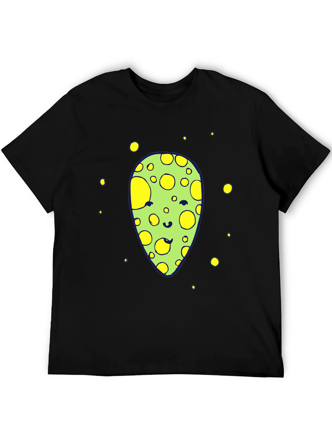 Black Funny Alien Graphic Tee - Black Crew Neck T-Shirt view 5