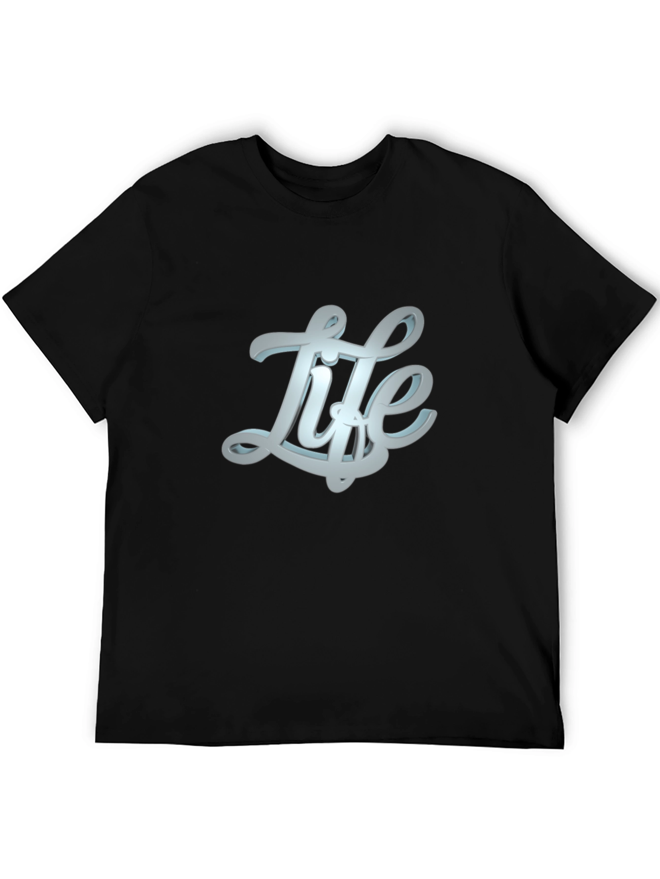 Black Stylish "Life" Graphic Print Black T-Shirt view 5