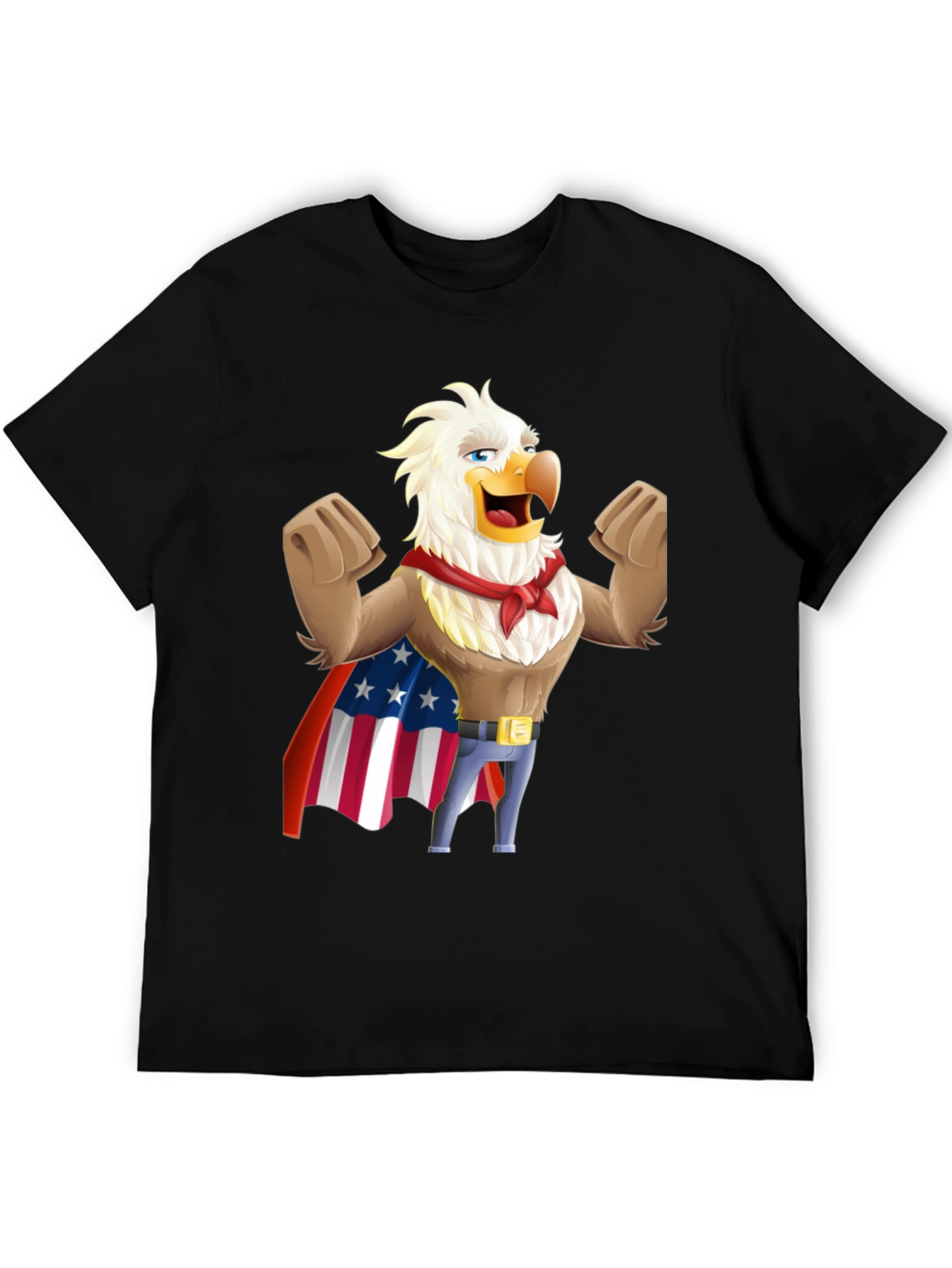 Black Patriotic Eagle Cartoon T-Shirt - USA Pride! view 5